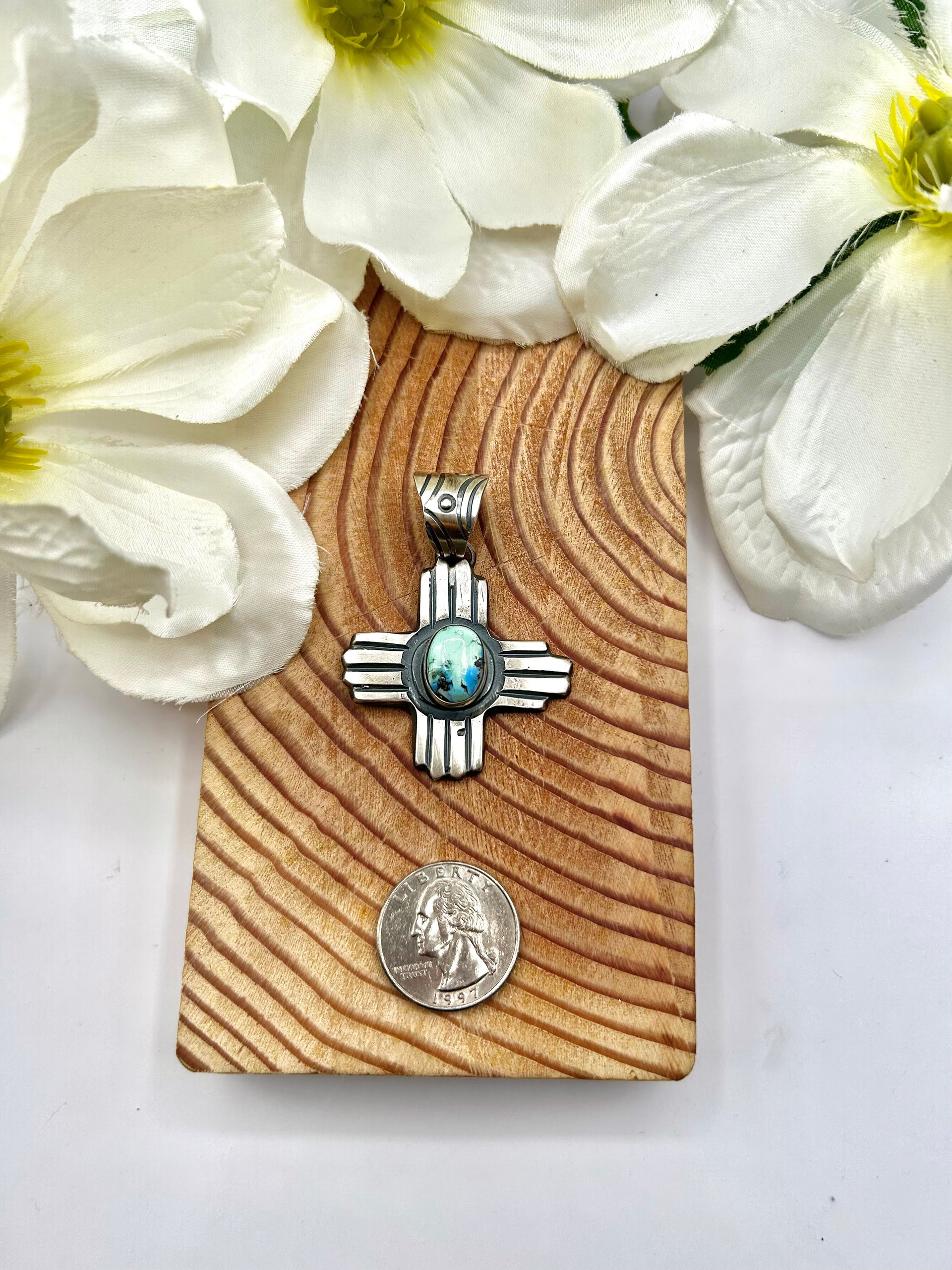 Chimney Butte Golden Hill Turquoise & Sterling Silver Pendant