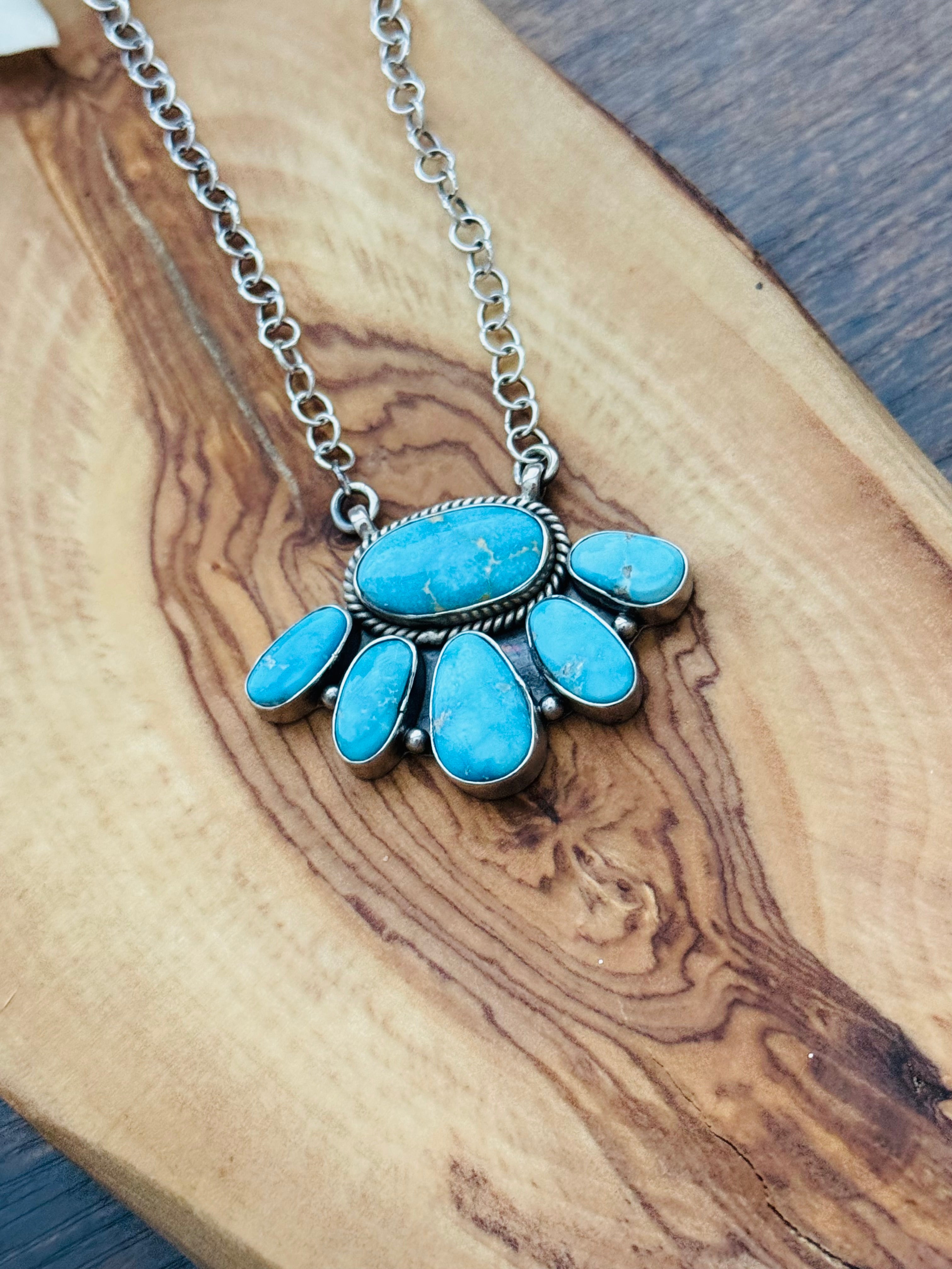 Southwest Handmade Valley Blue Turquoise & Sterling Silver Necklace