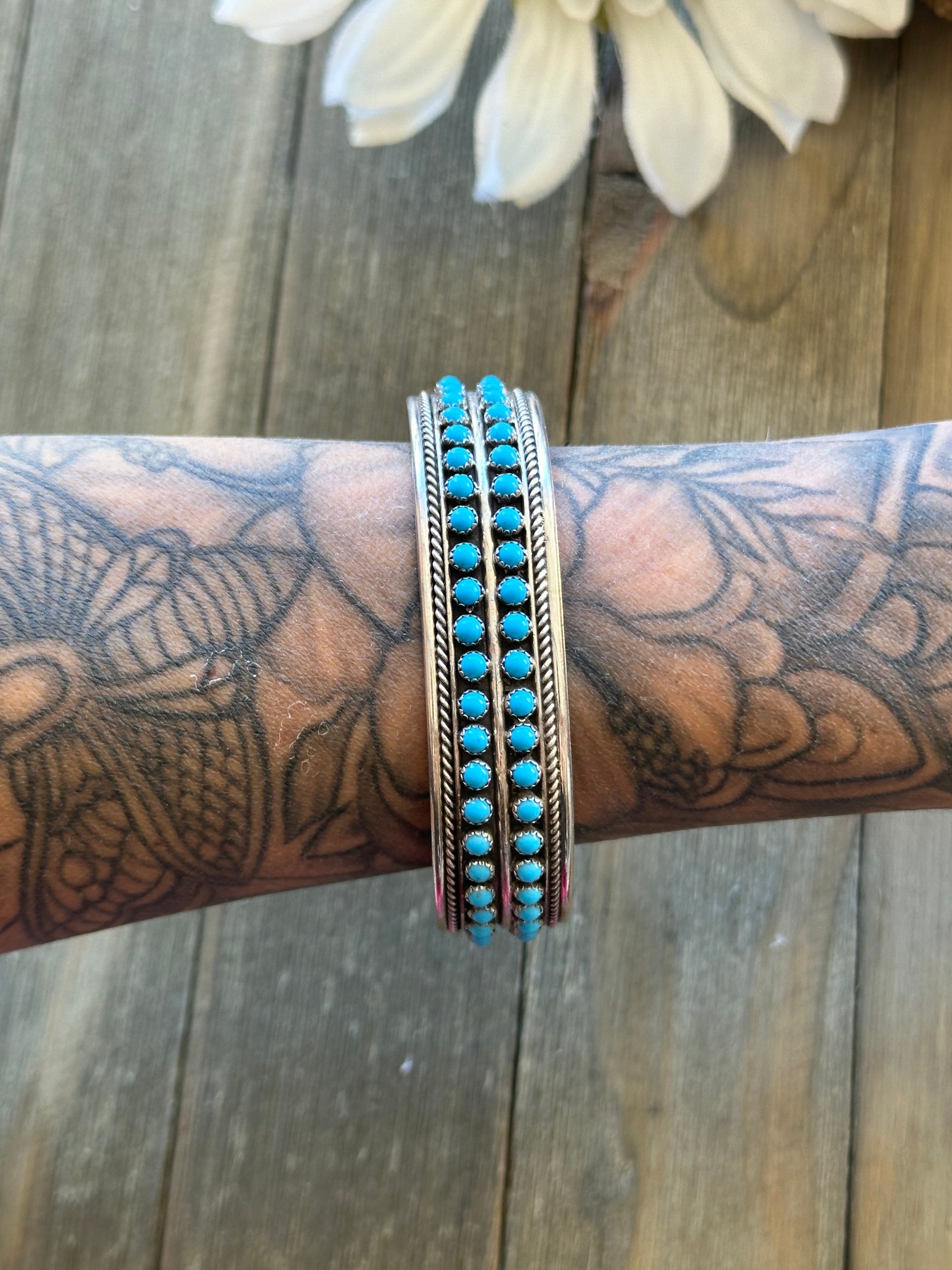 Navajo Made Turquoise & Sterling Silver Cuff Bracelet