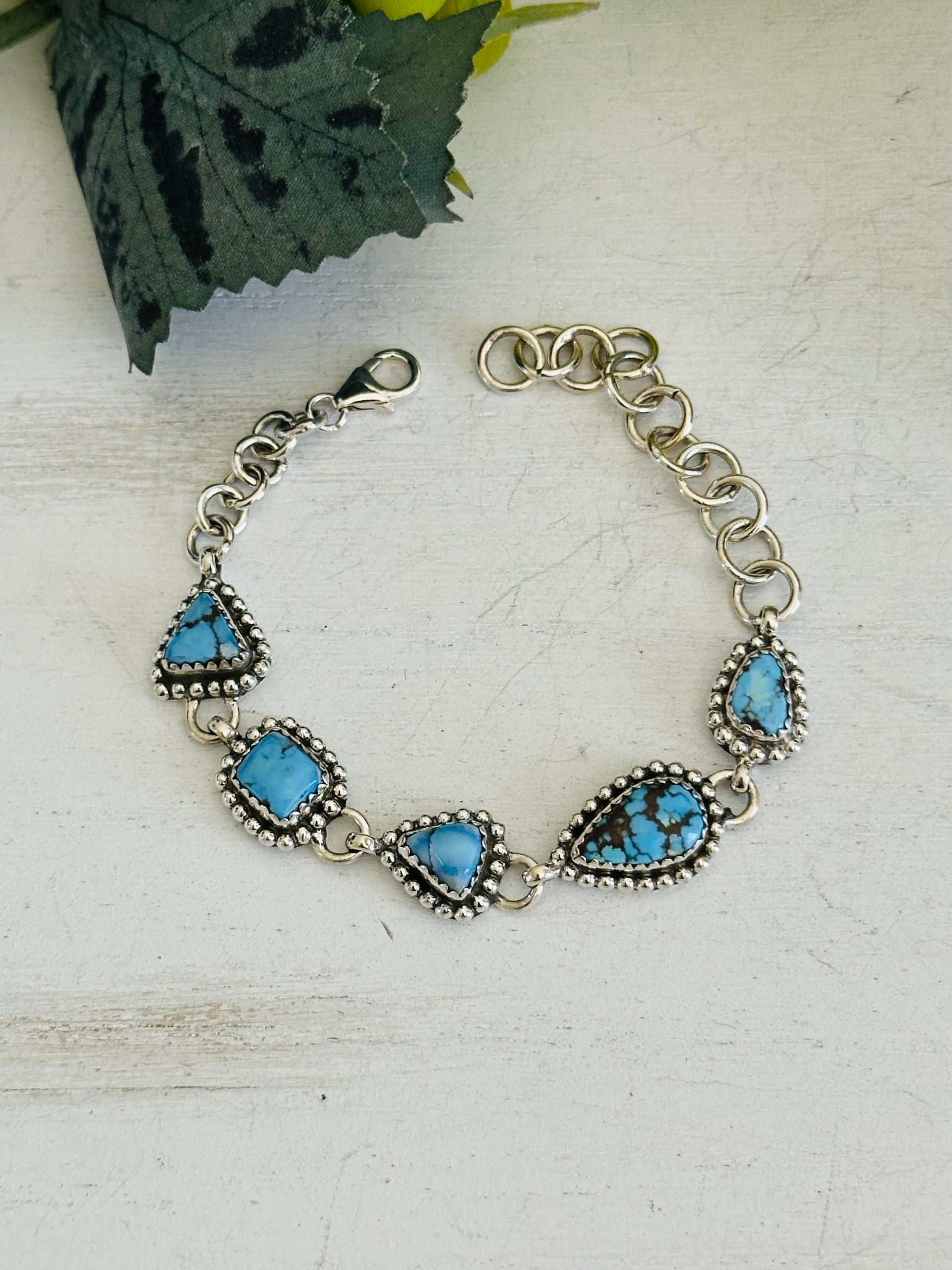 Southwest Made Golden Hills Turquoise & Sterling Silver Bracelet