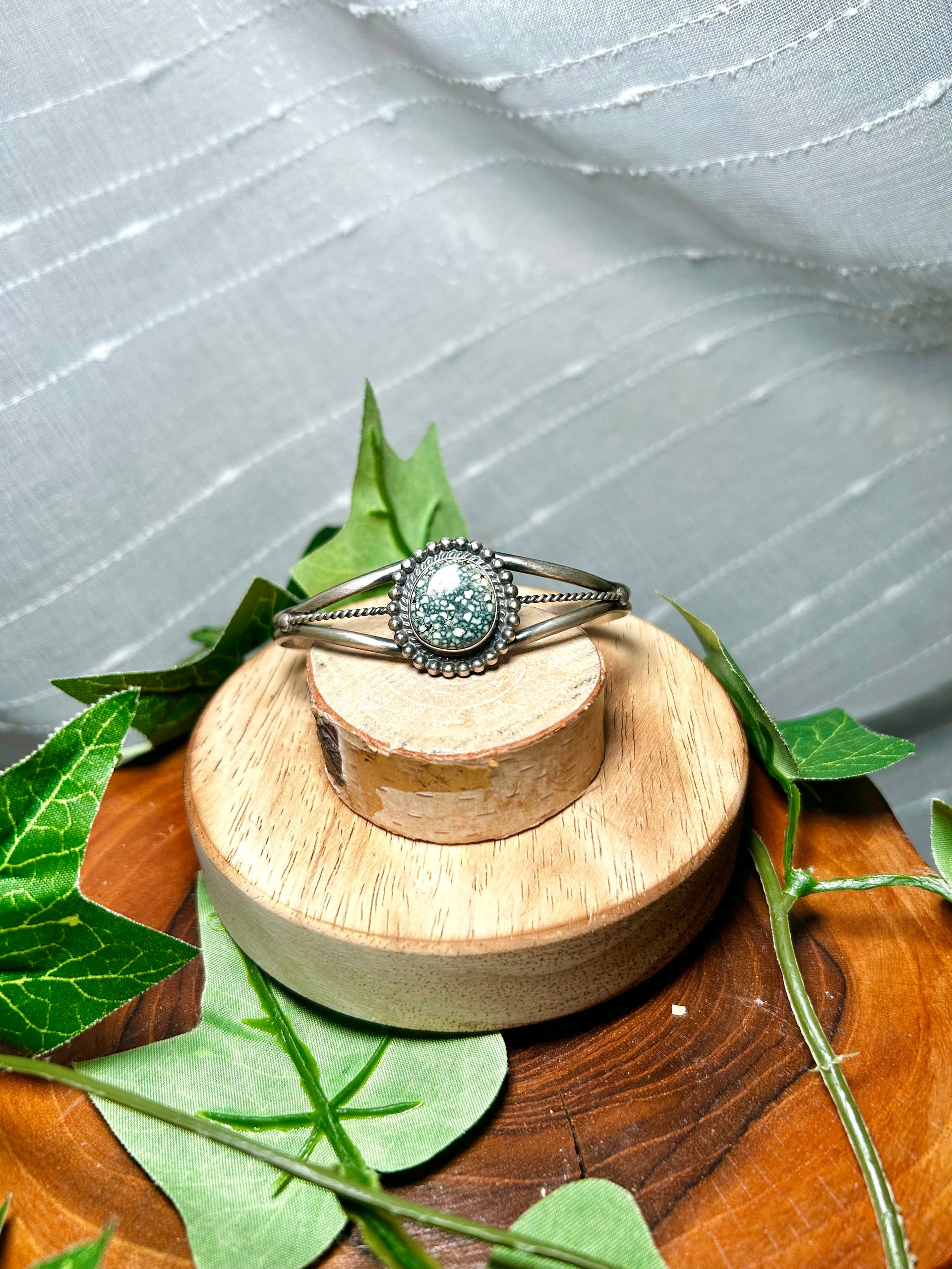 Dave Skeets New Lander Variscite & Sterling Silver Cuff Bracelet