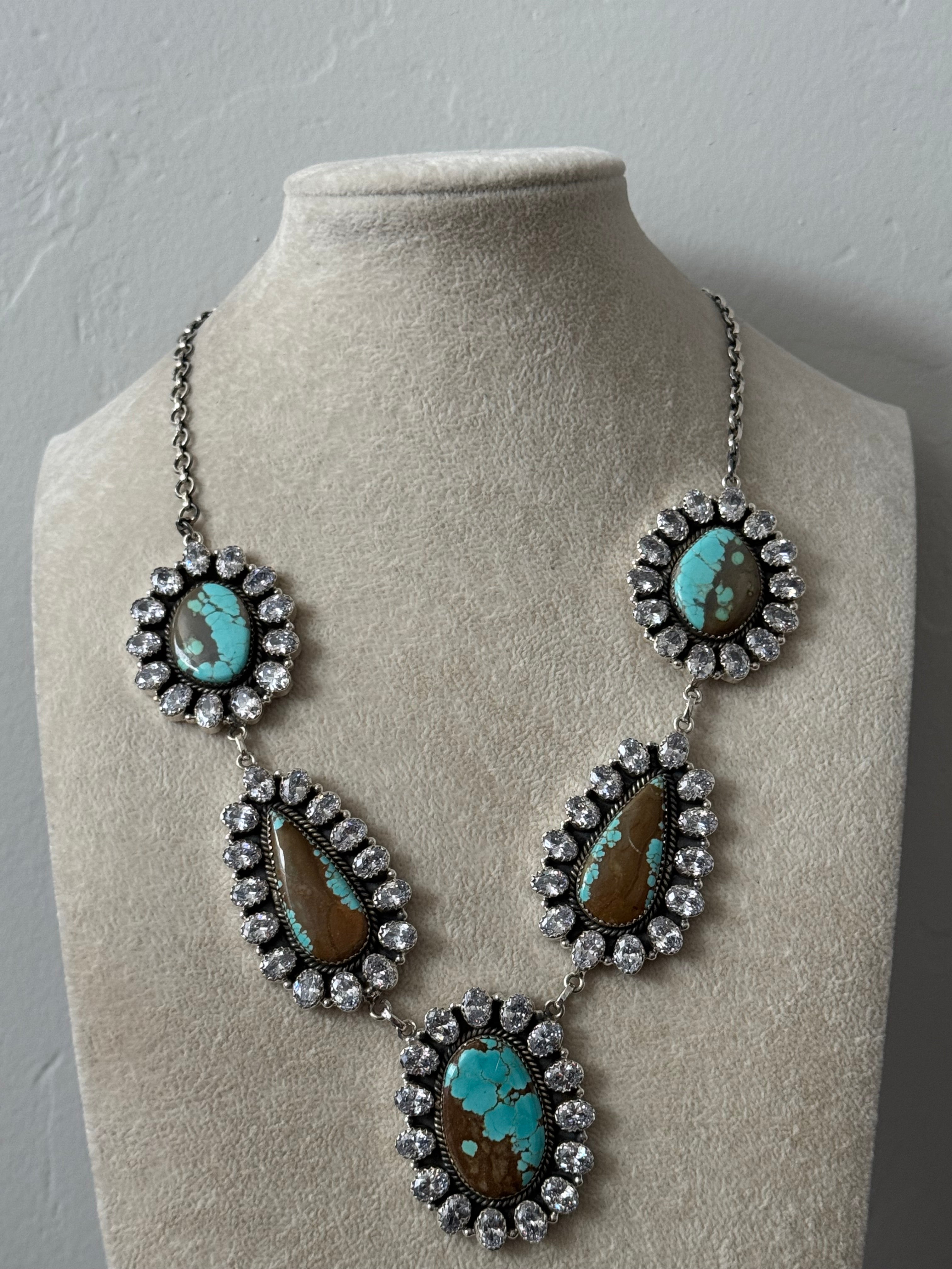 Southwest Handmade Multi Stone & Sterling Silver Cluster Necklace