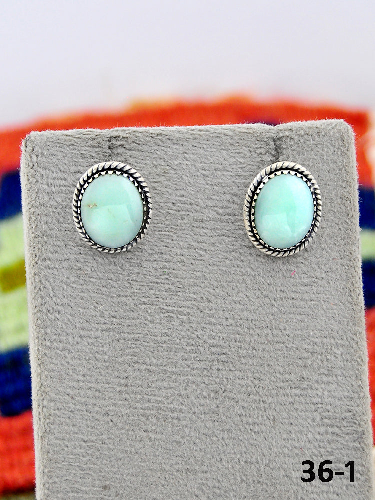 Southwest Made Paloma Turquoise & Sterling Silver Studs Earrings
