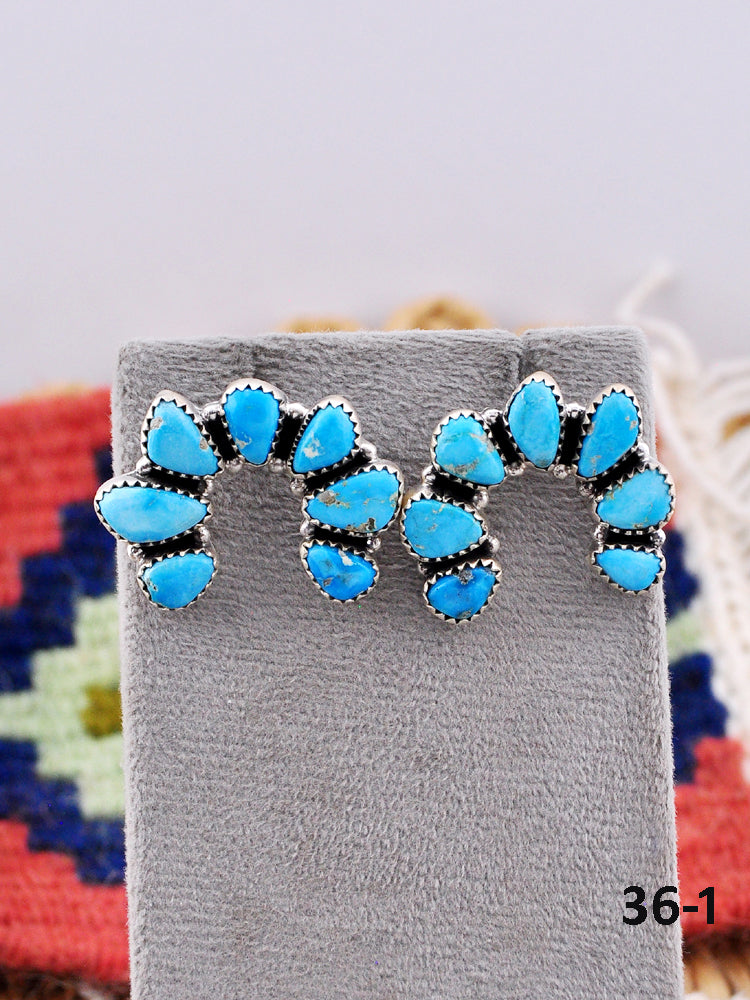 Southwest Made Blue Bird & Sterling Silver Post Earrings