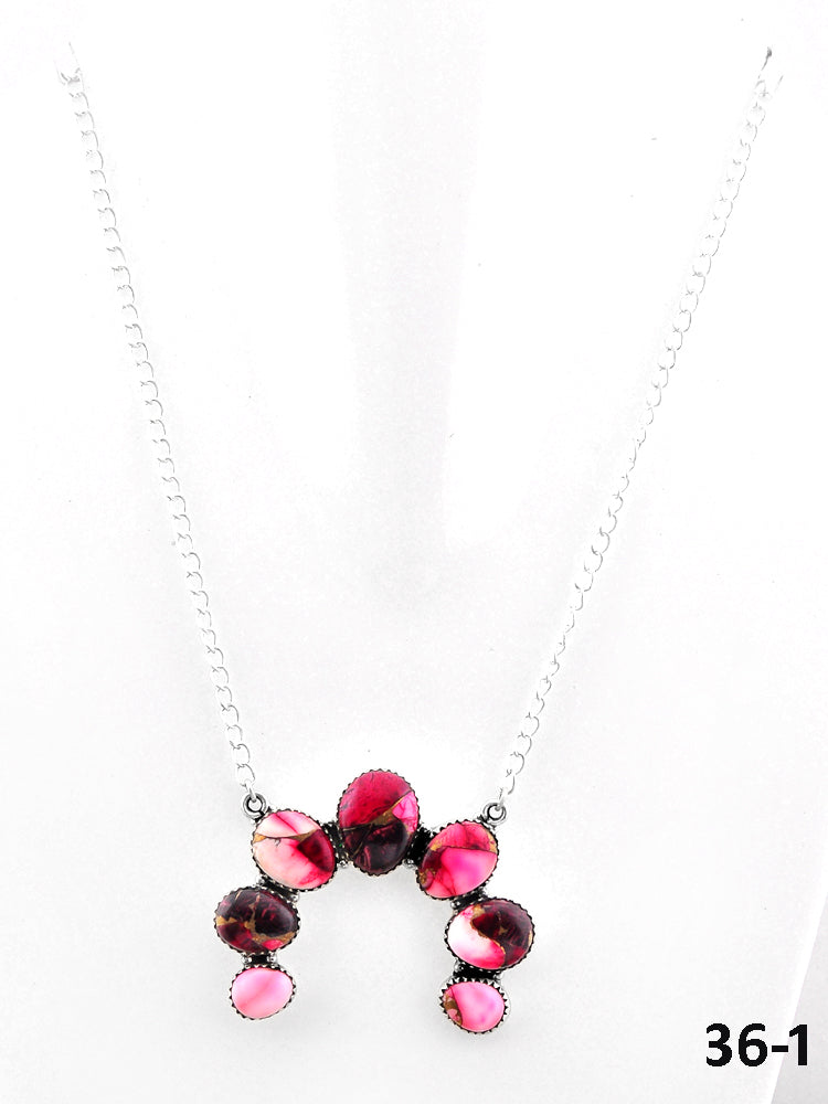 Southwest Made Rose Dahlia & Sterling Silver Necklace