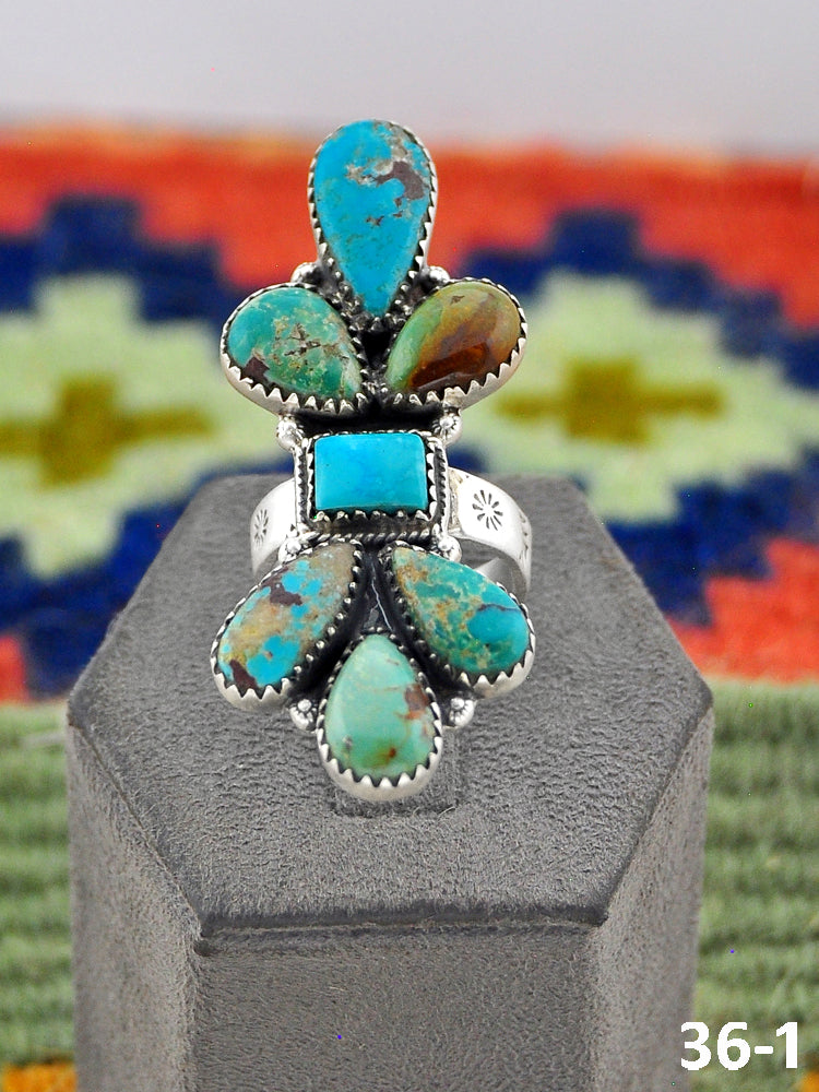 Southwest Handmade Red Skin Turquoise & Sterling Silver Adjustable Ring
