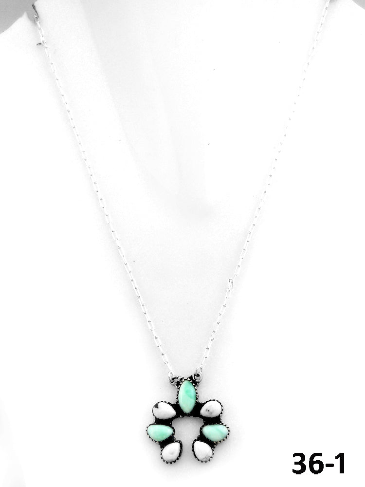 Southwest Made Paloma with White Buffalo & Sterling Silver Necklace