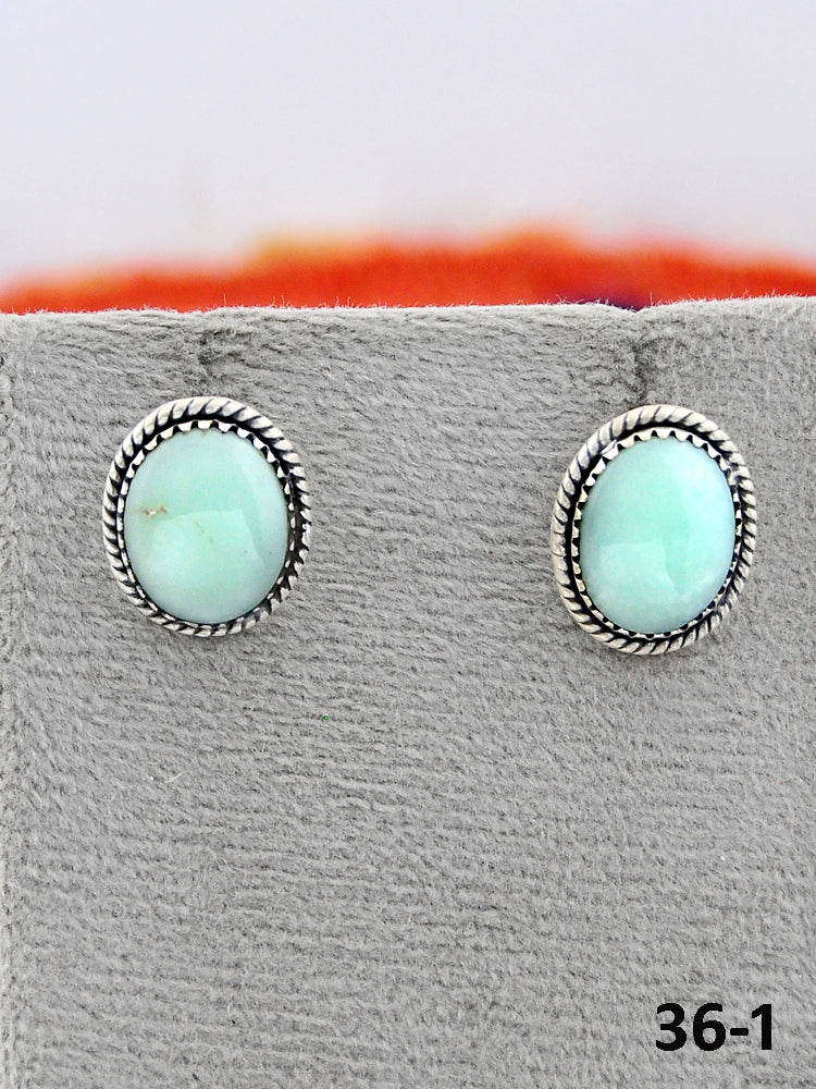 Southwest Made Paloma Turquoise & Sterling Silver Studs Earrings