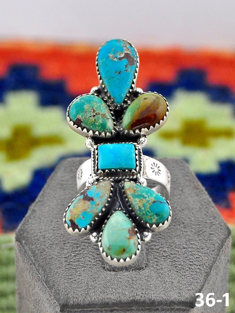 Southwest Handmade Red Skin Turquoise & Sterling Silver Adjustable Ring