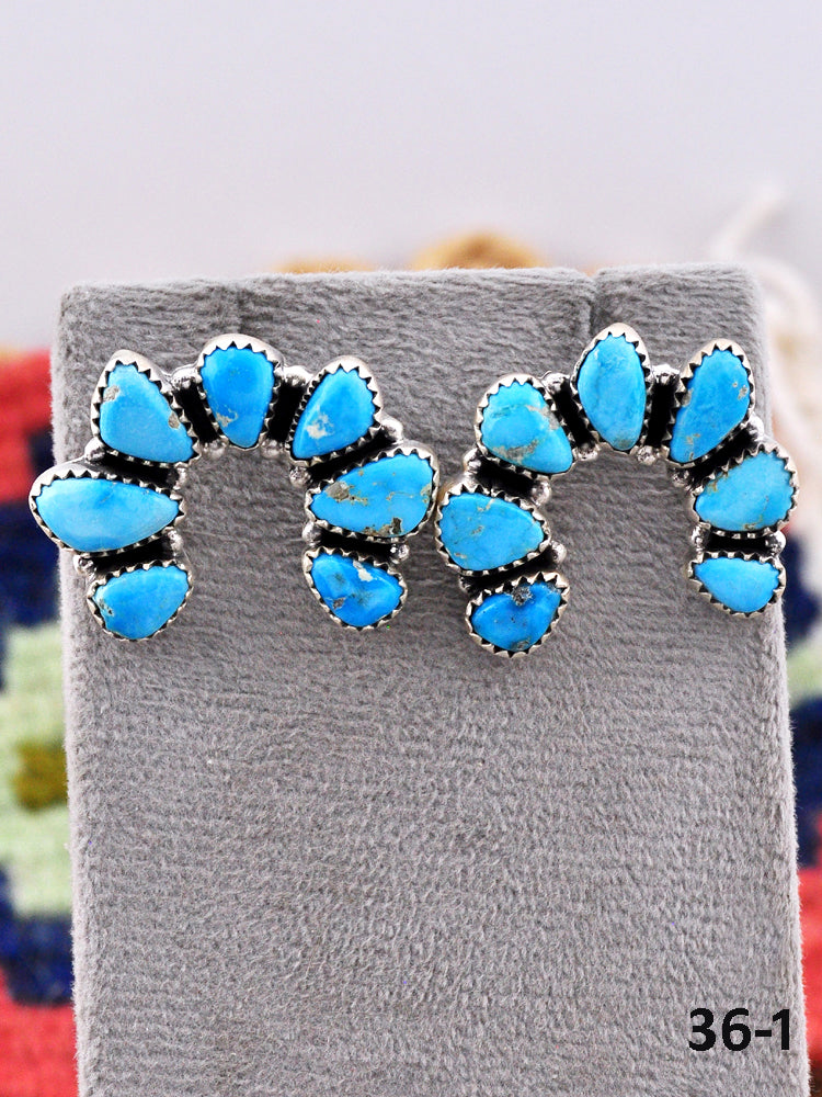 Southwest Made Blue Bird & Sterling Silver Post Earrings