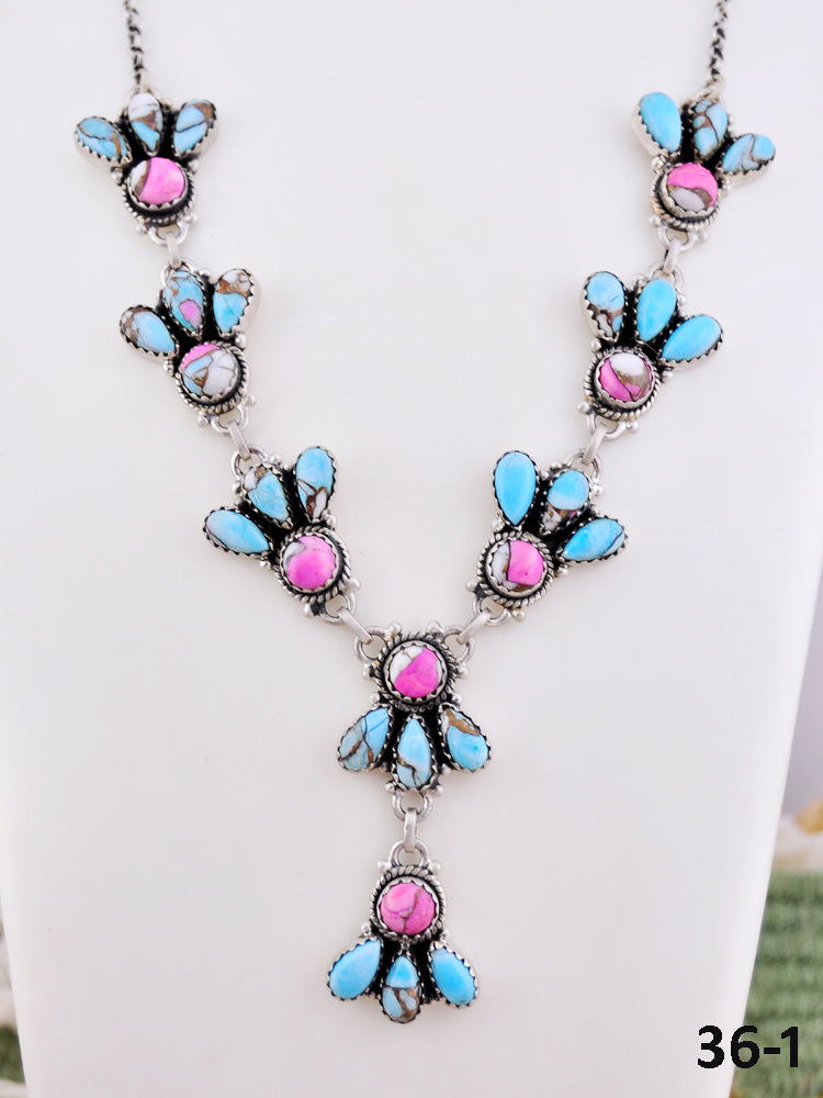 Southwest Made Cotton Candy & Sterling Silver Necklace
