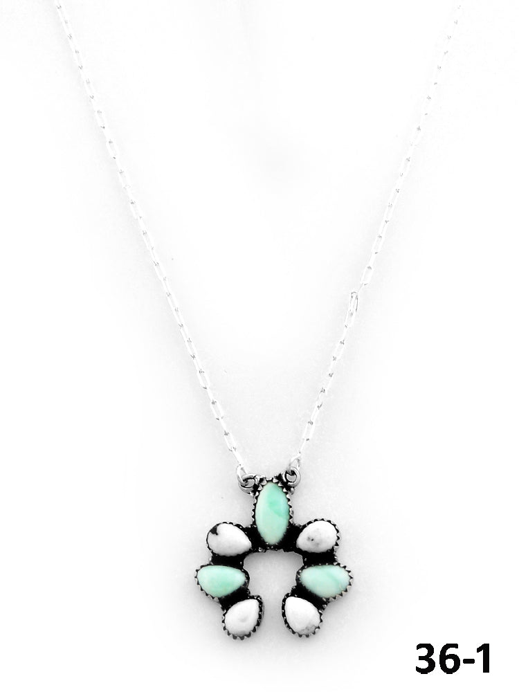 Southwest Made Paloma with White Buffalo & Sterling Silver Necklace