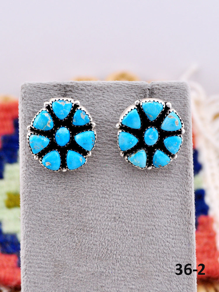 Southwest Made Blue Bird & Sterling Silver Post Earrings