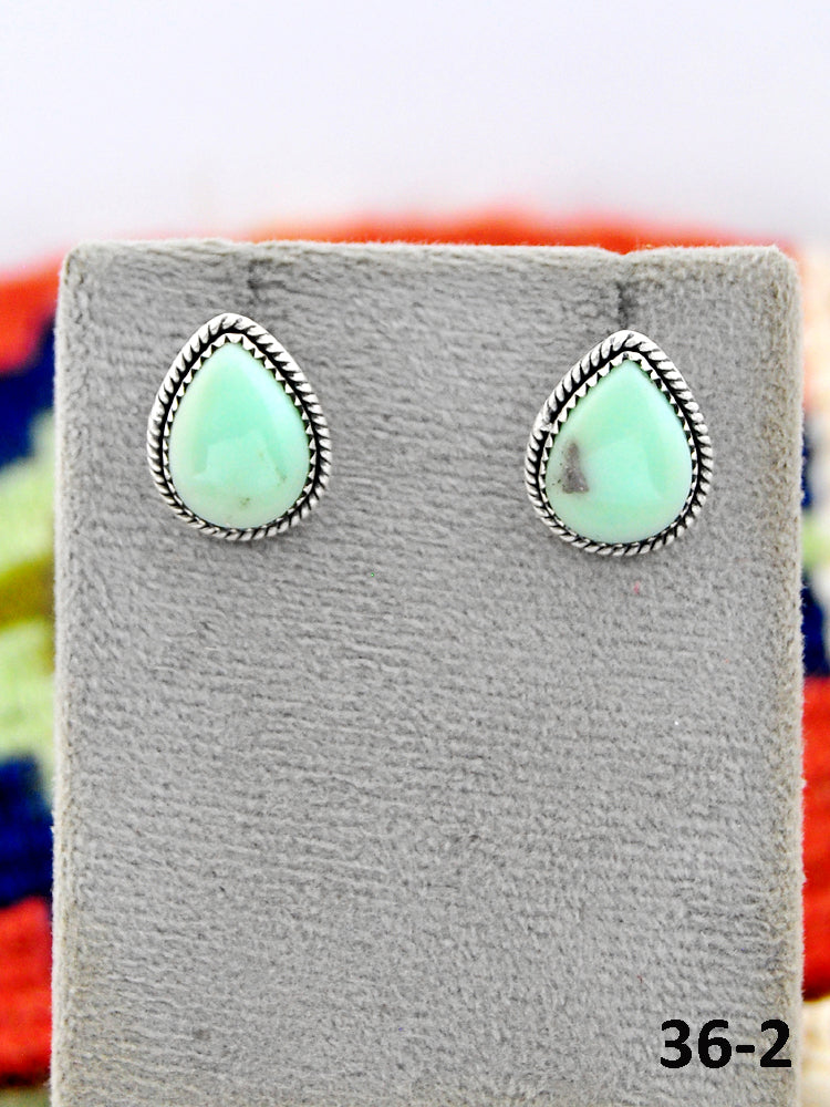 Southwest Made Paloma Turquoise & Sterling Silver Studs Earrings