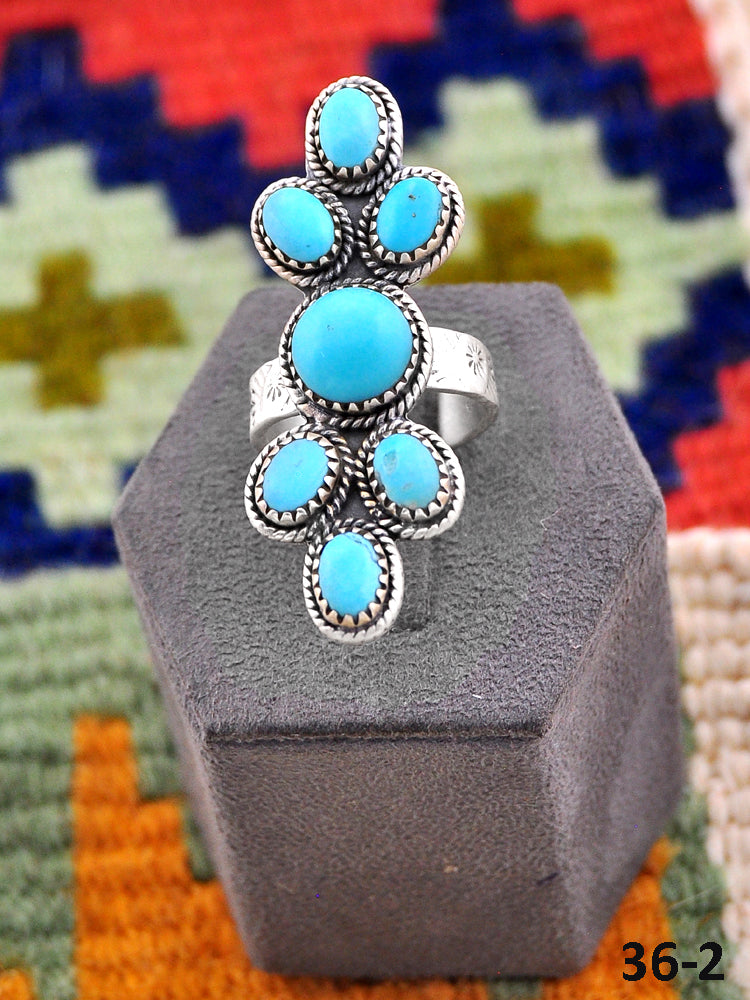 Southwest Handmade Kingman Turquoise & Sterling Silver Adjustable Ring