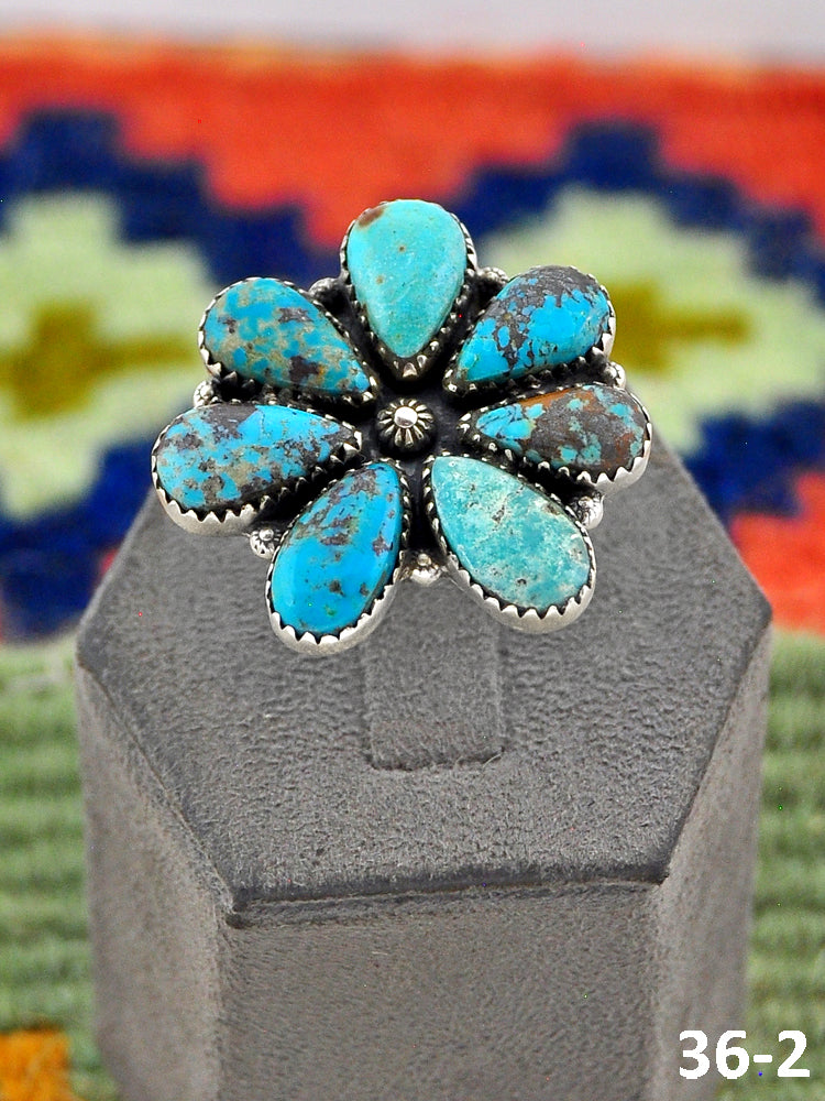 Southwest Handmade Red Skin Turquoise & Sterling Silver Adjustable Ring
