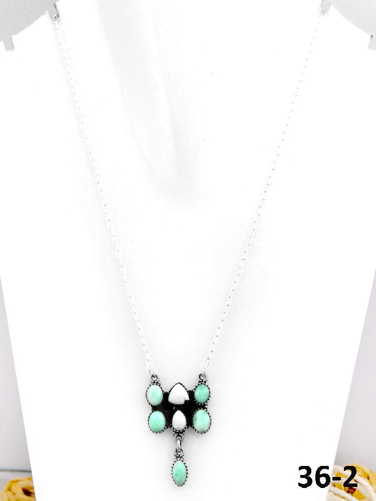 Southwest Made Paloma with White Buffalo & Sterling Silver Necklace