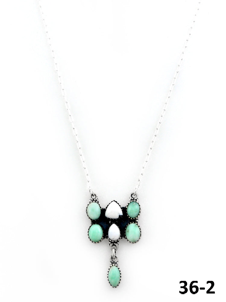 Southwest Made Paloma with White Buffalo & Sterling Silver Necklace
