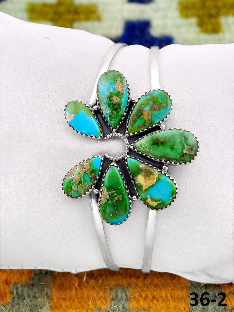 Southwest Handmade Sonoran Mountain Turquoise & Sterling Silver Cuff Bracelet