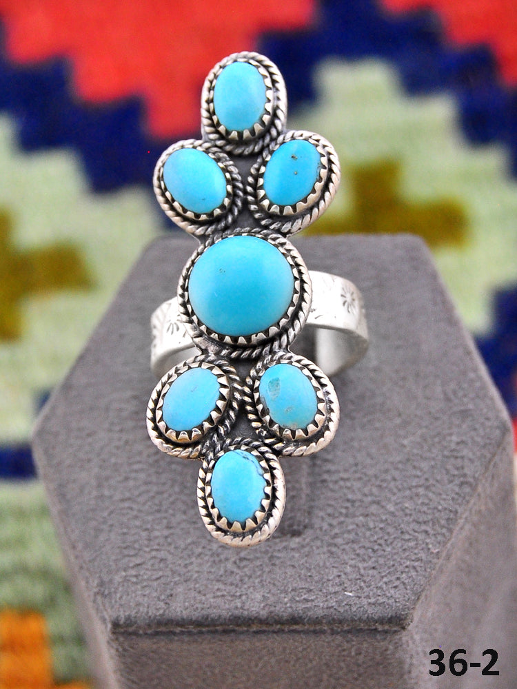 Southwest Handmade Kingman Turquoise & Sterling Silver Adjustable Ring
