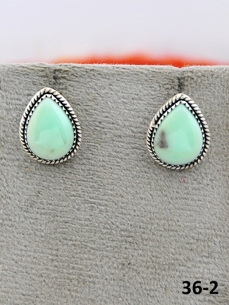Southwest Made Paloma Turquoise & Sterling Silver Studs Earrings
