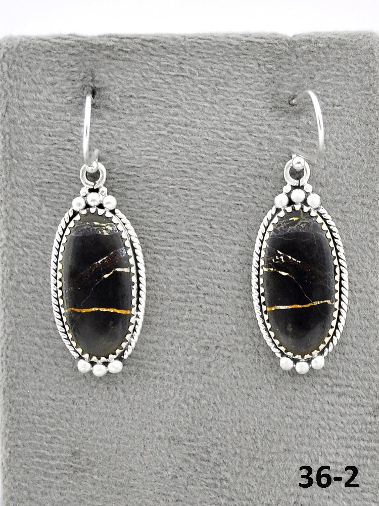 Southwest Made Black Jack Turquoise & Sterling Silver Post Earrings