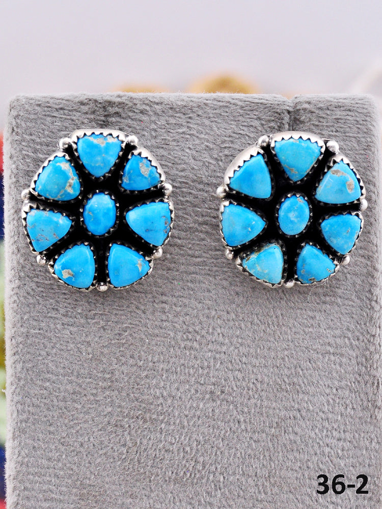 Southwest Made Blue Bird & Sterling Silver Post Earrings