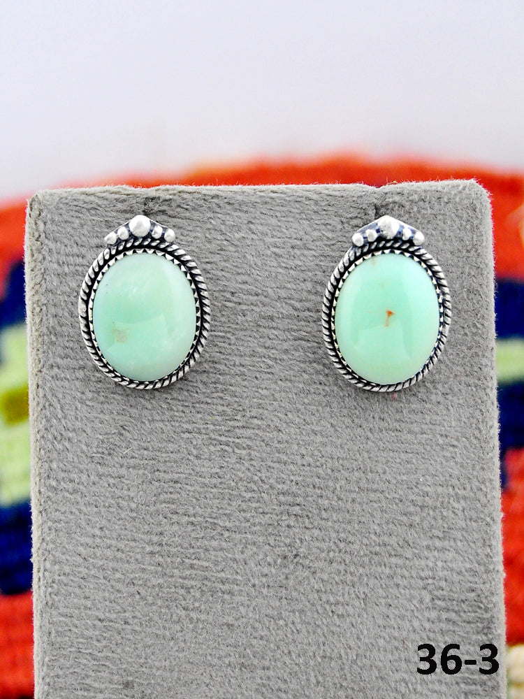 Southwest Made Paloma Turquoise & Sterling Silver Studs Earrings
