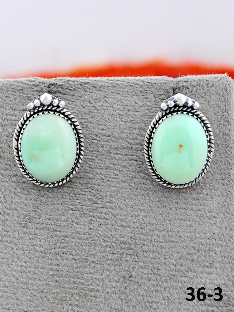 Southwest Made Paloma Turquoise & Sterling Silver Studs Earrings