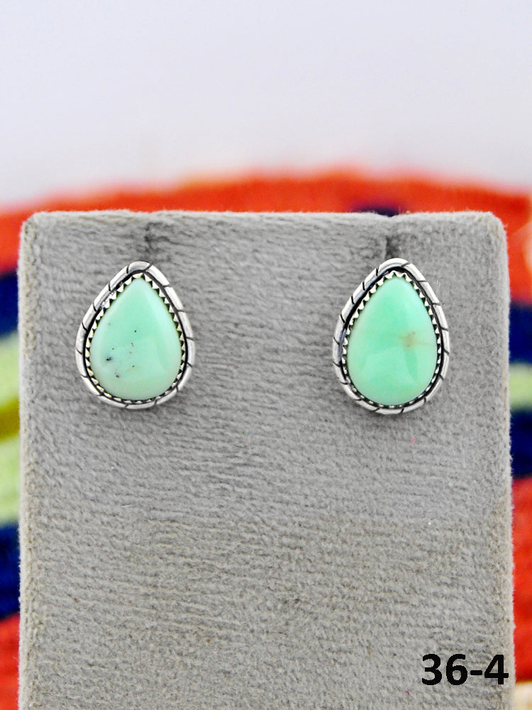 Southwest Made Paloma Turquoise & Sterling Silver Studs Earrings