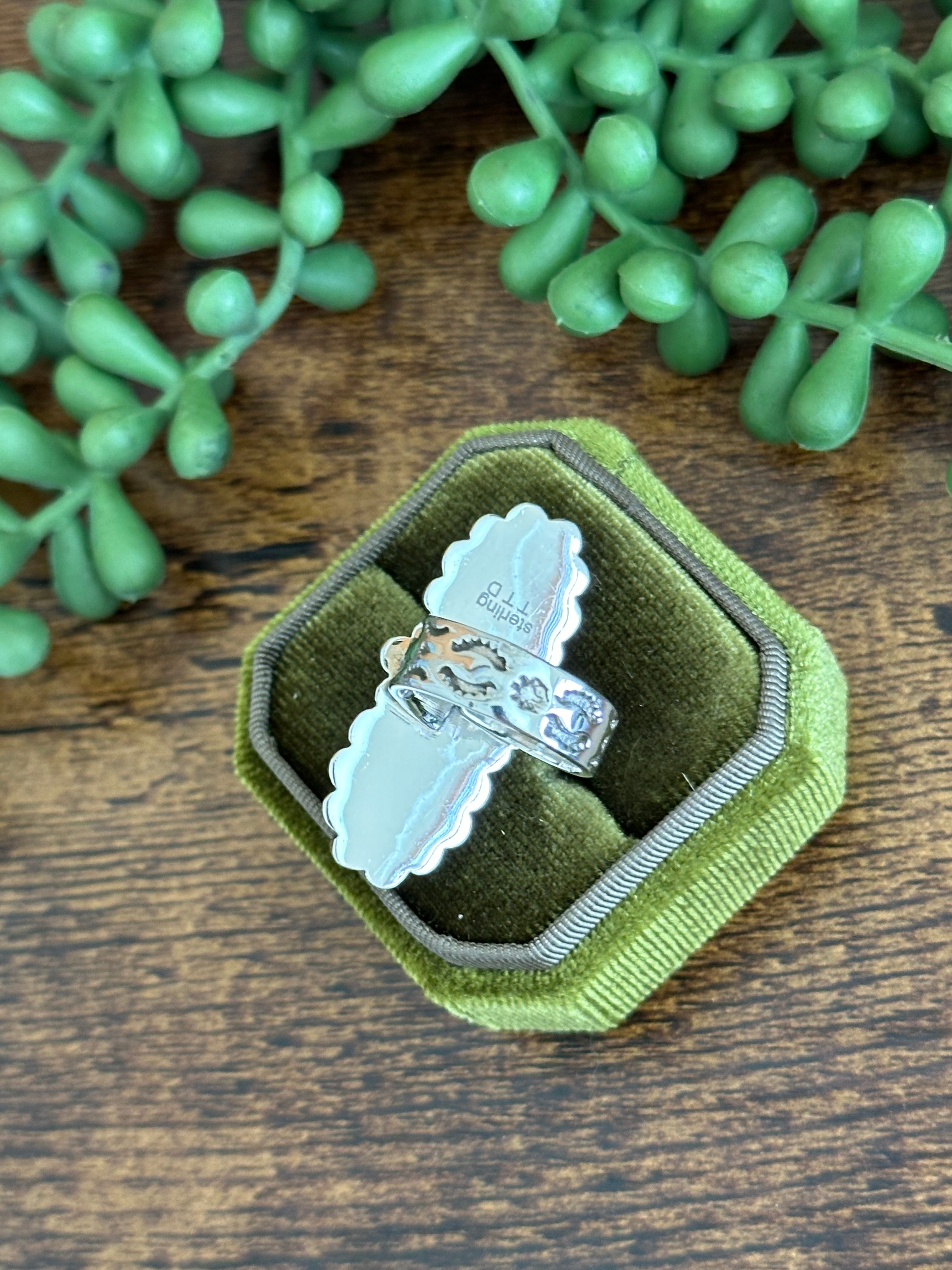 Southwest Handmade Kingman Turquoise & Sterling Silver Adjustable Ring