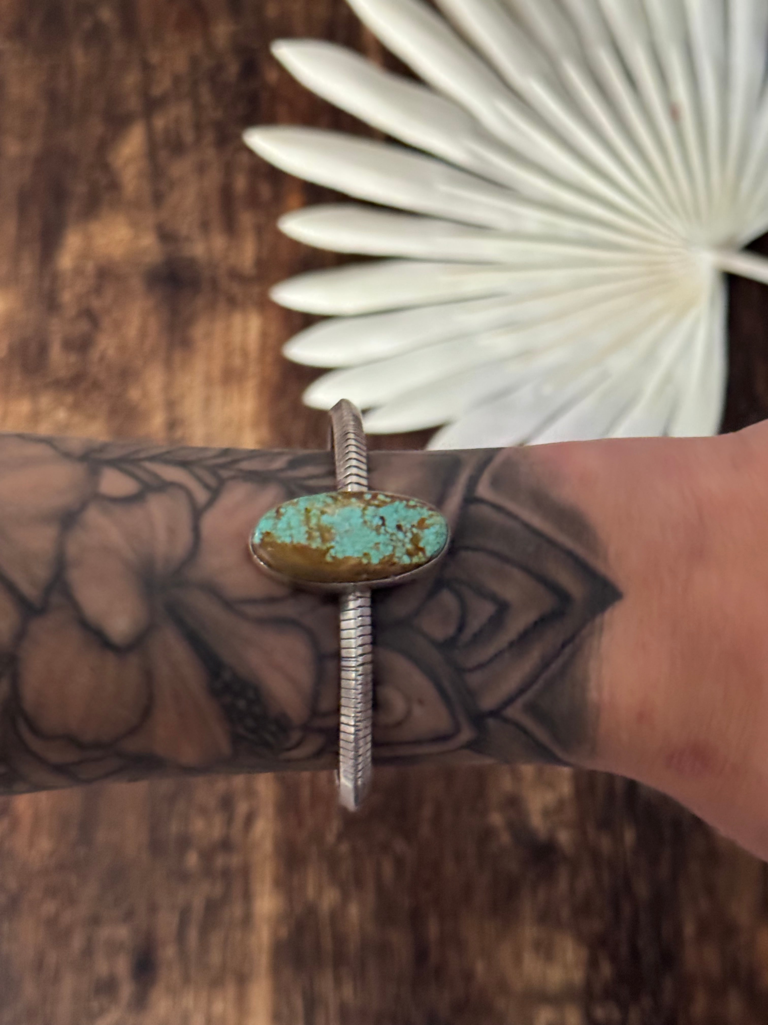 Navajo Made #8 Turquoise & Sterling Silver Cuff Bracelet