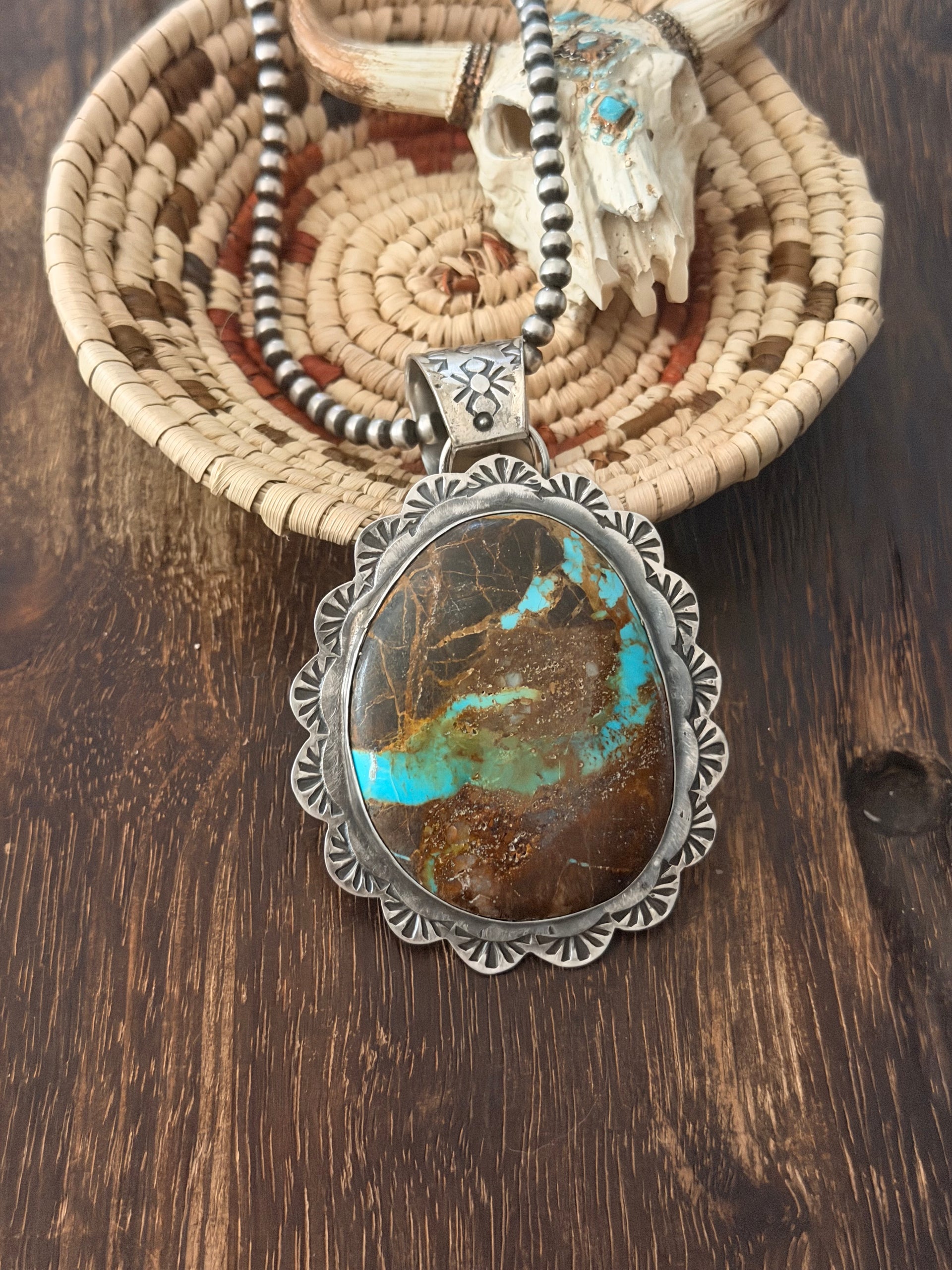 Rick Enrique Royston Turquoise & Sterling Silver Jumbo Pendant