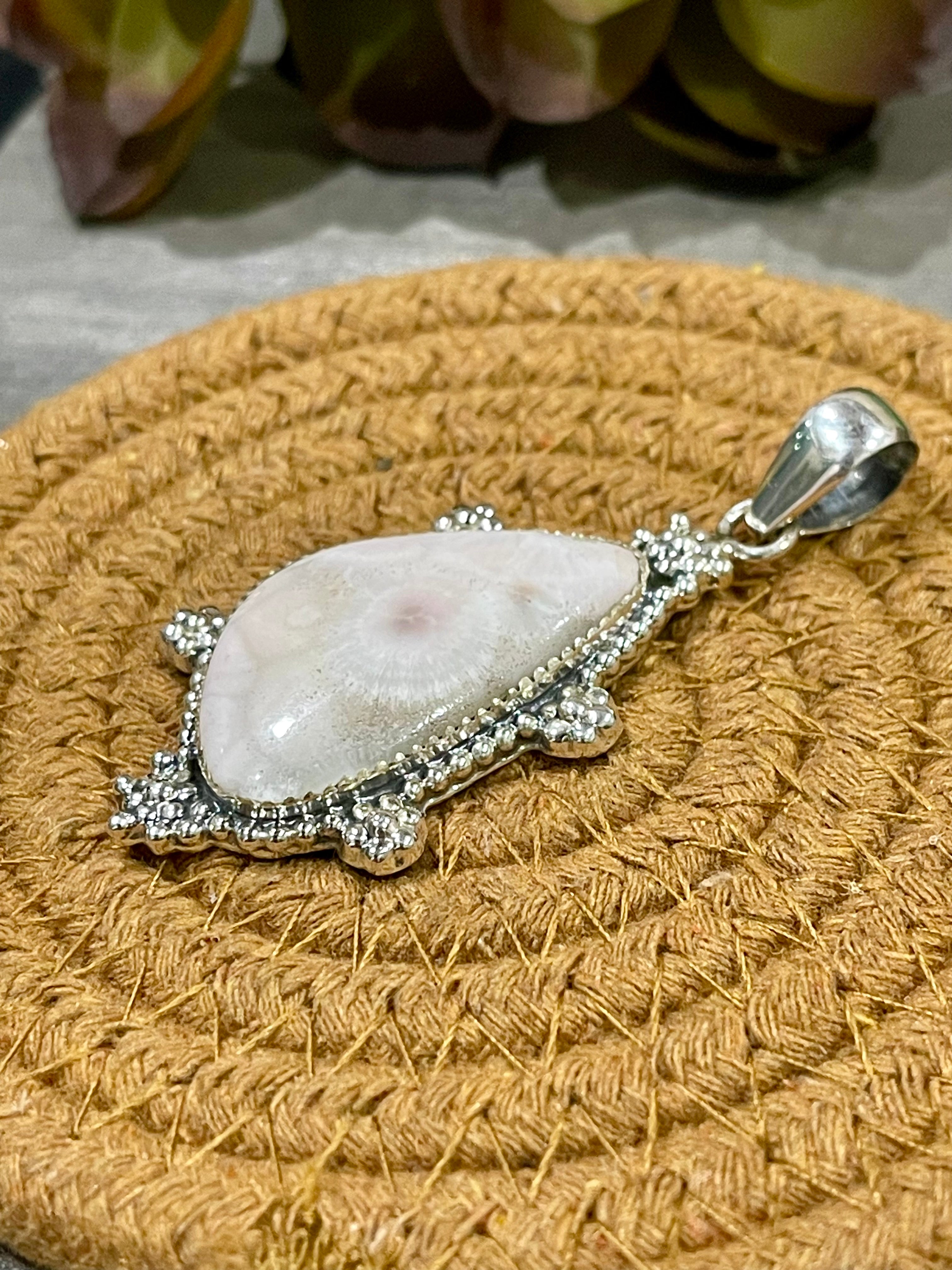 Southwest Handmade Pink Larimar & Sterling Silver Pendant