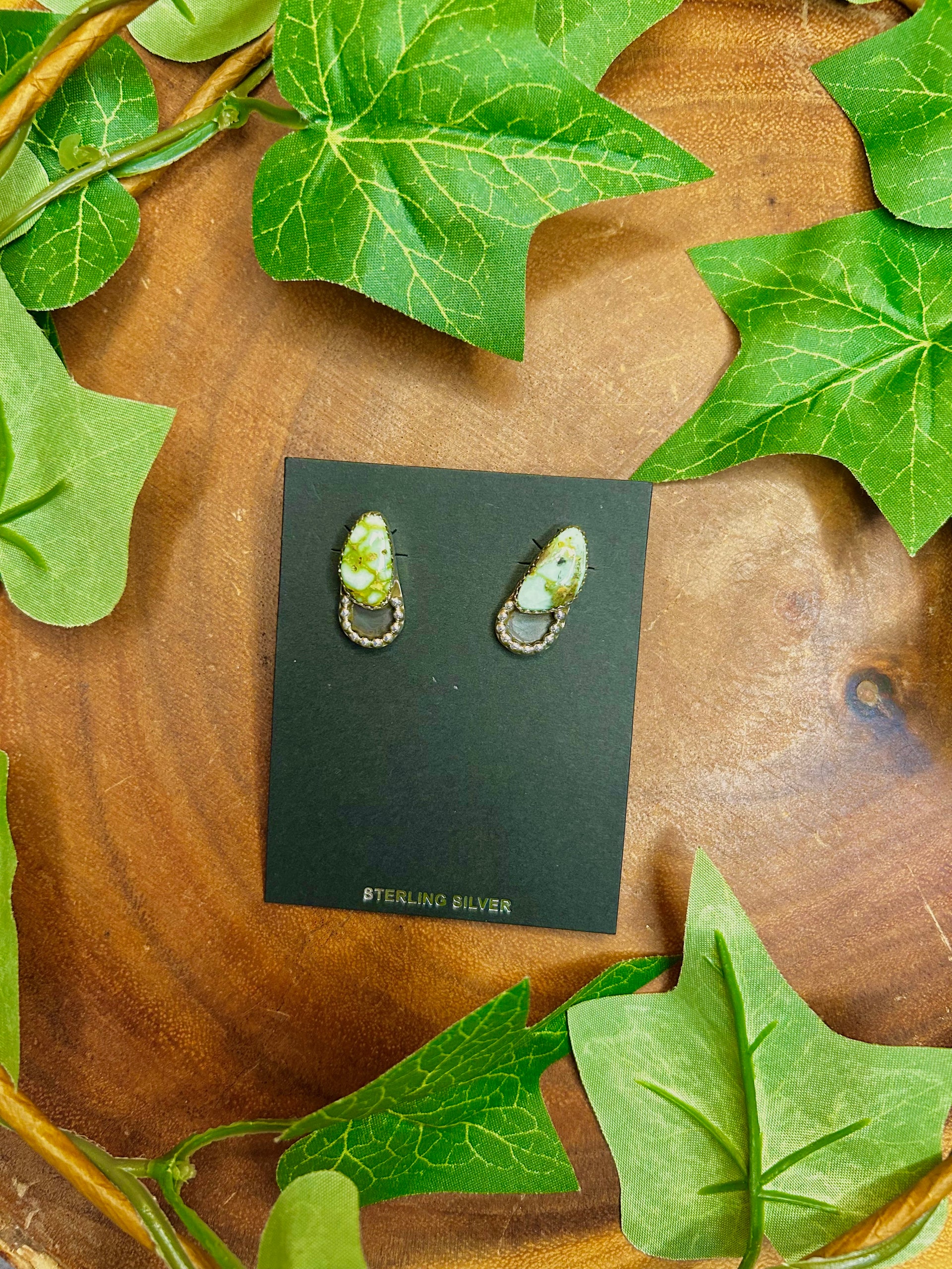 Southwest Made Paloma Variscite & Sterling Silver Post Earrings