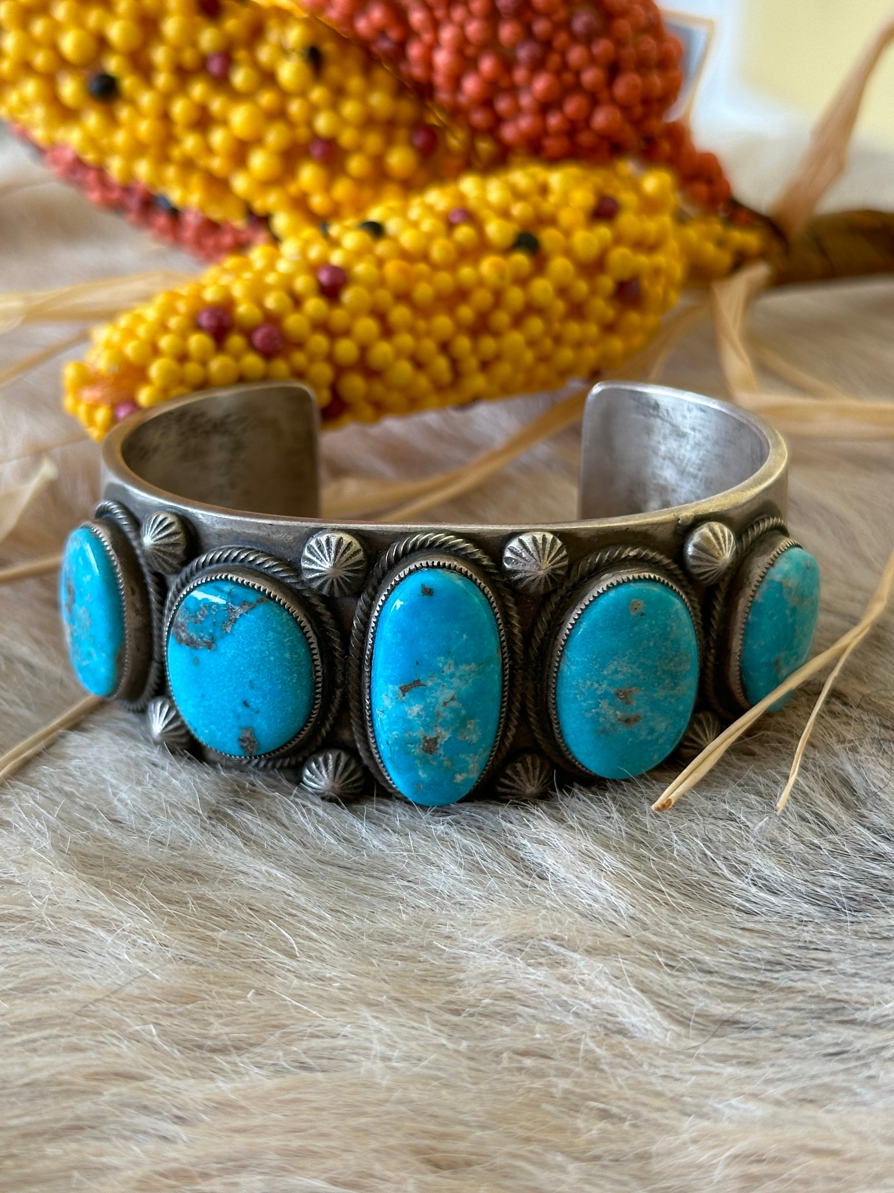 Calvin Martinez Valley Blue Turquoise & Sterling Silver Cuff Bracelet