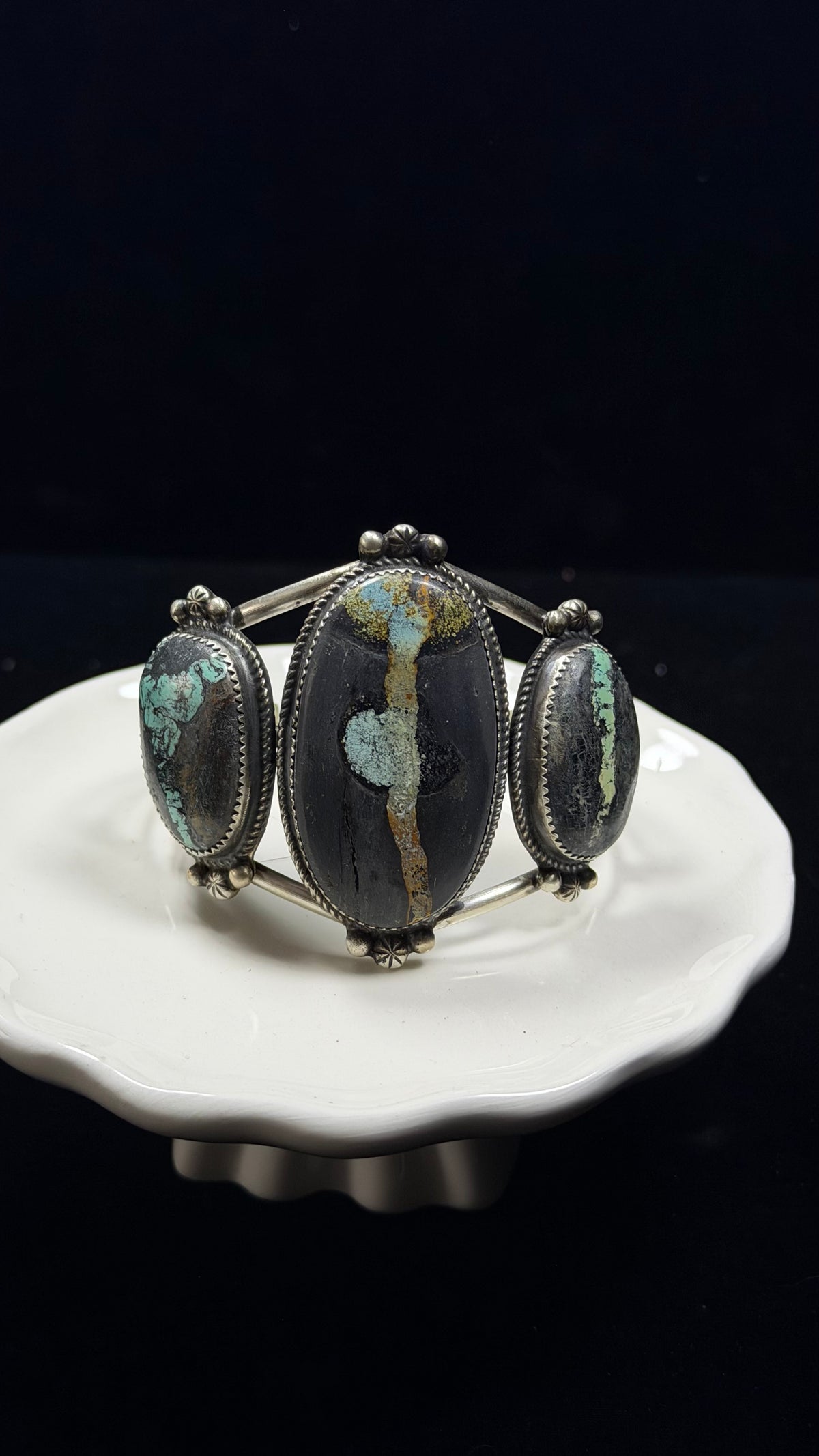 Donovan Nez Black Jack Turquoise & Sterling Silver Cuff Bracelet