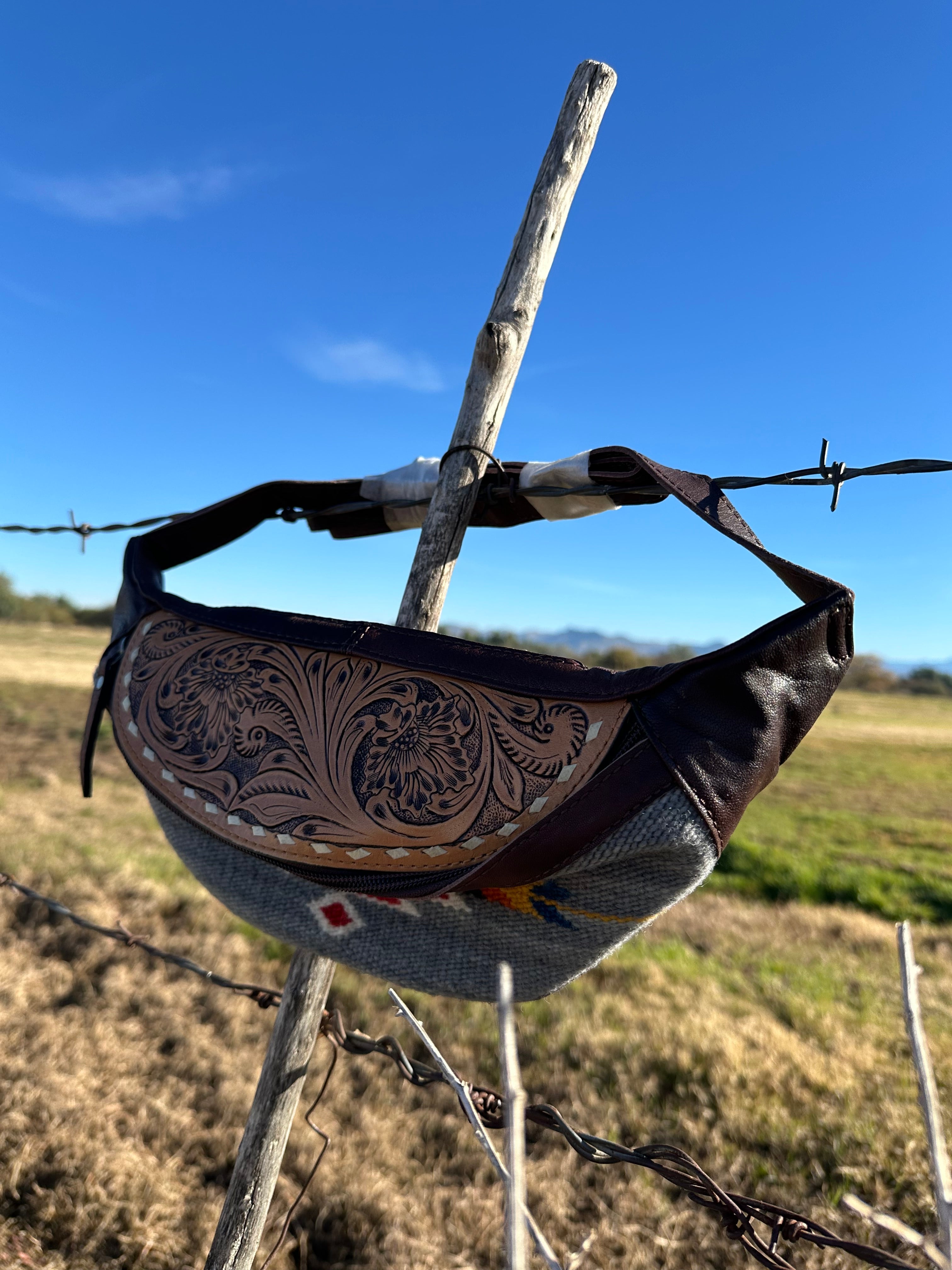 Genuine Tooled Leather & Saddle Bag Fanny Pack