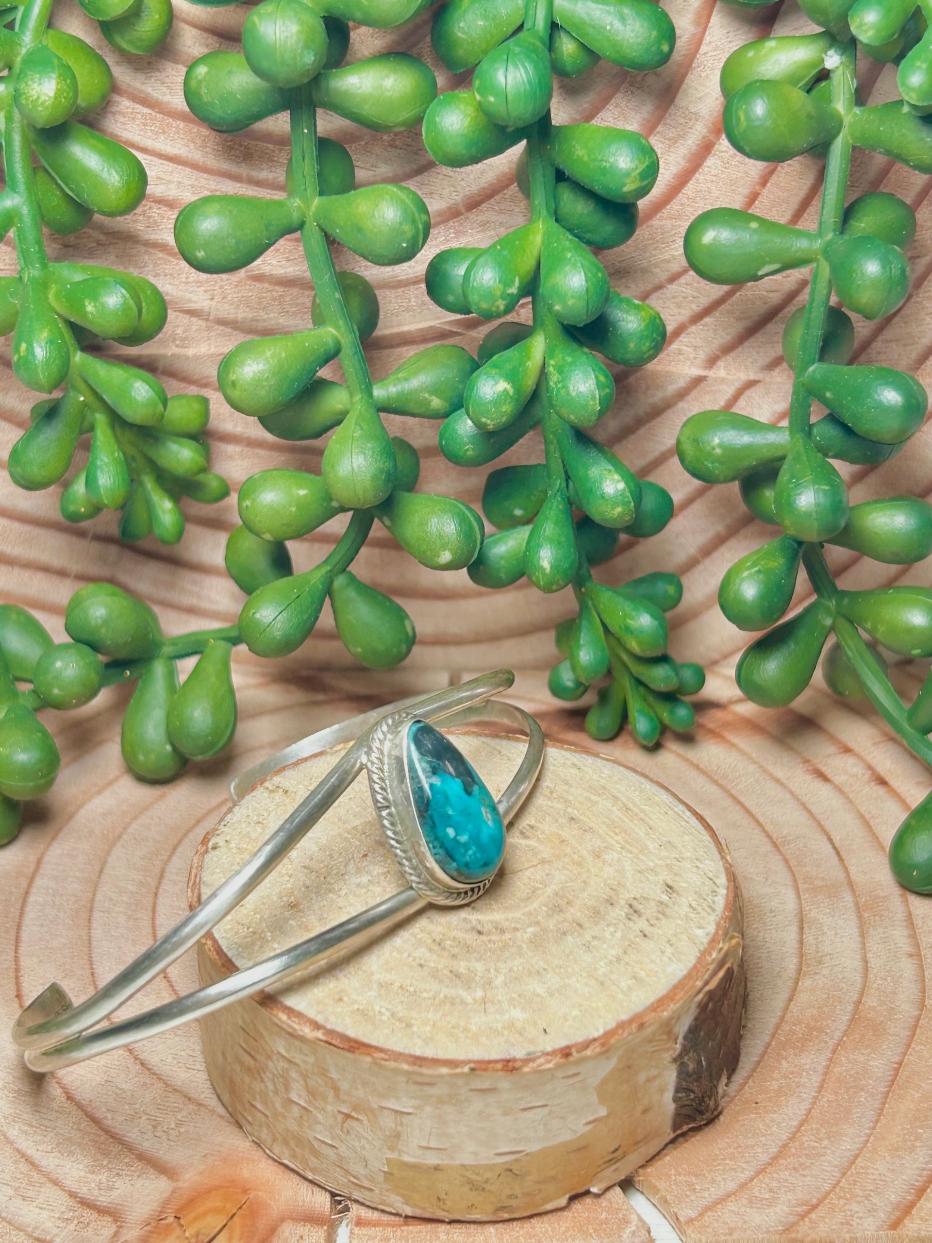 Navajo Made Kingman Turquoise & Sterling Silver Cuff Bracelet