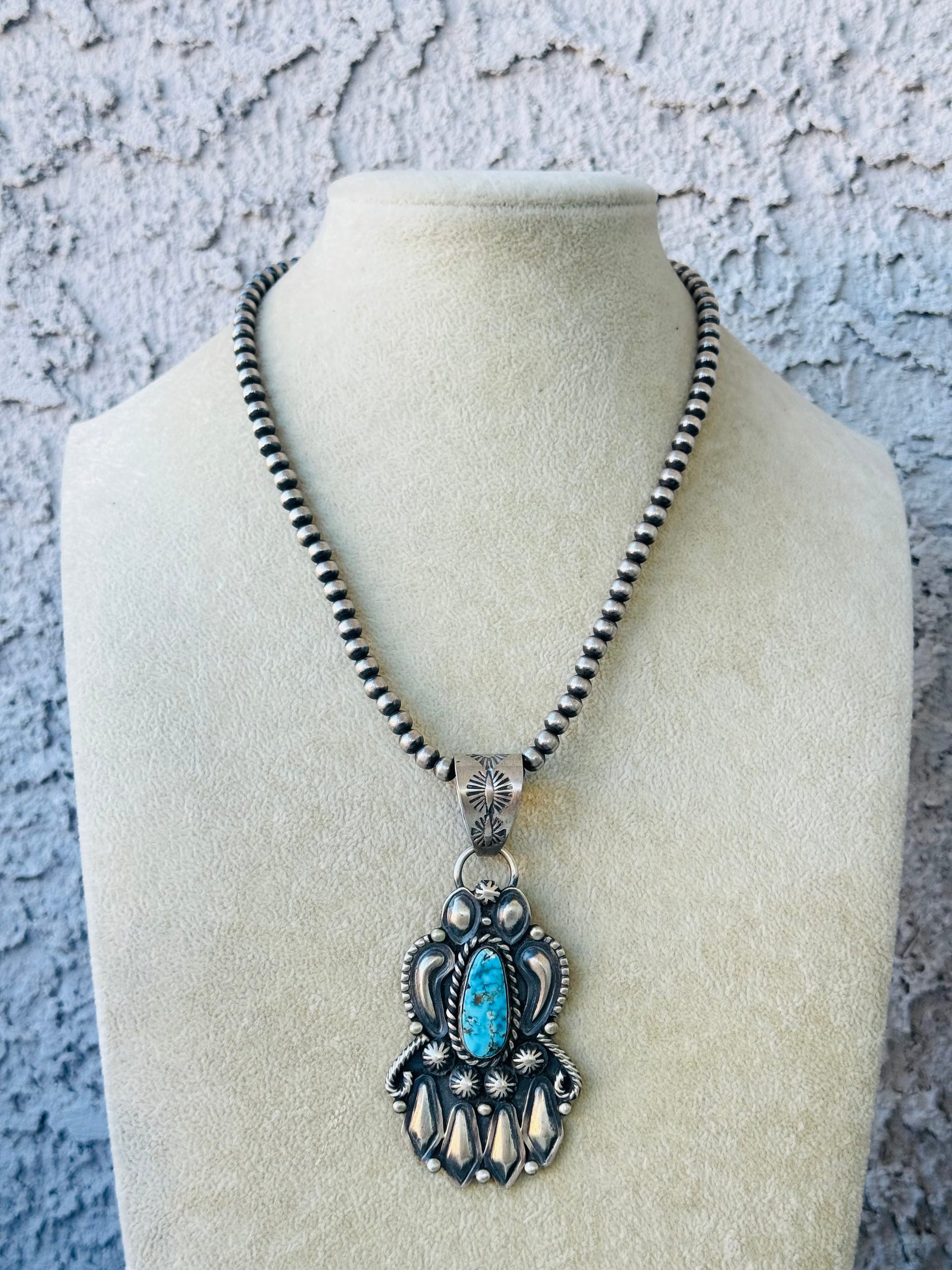Jeff James Jr Kingman Turquoise & Sterling Silver Pendant