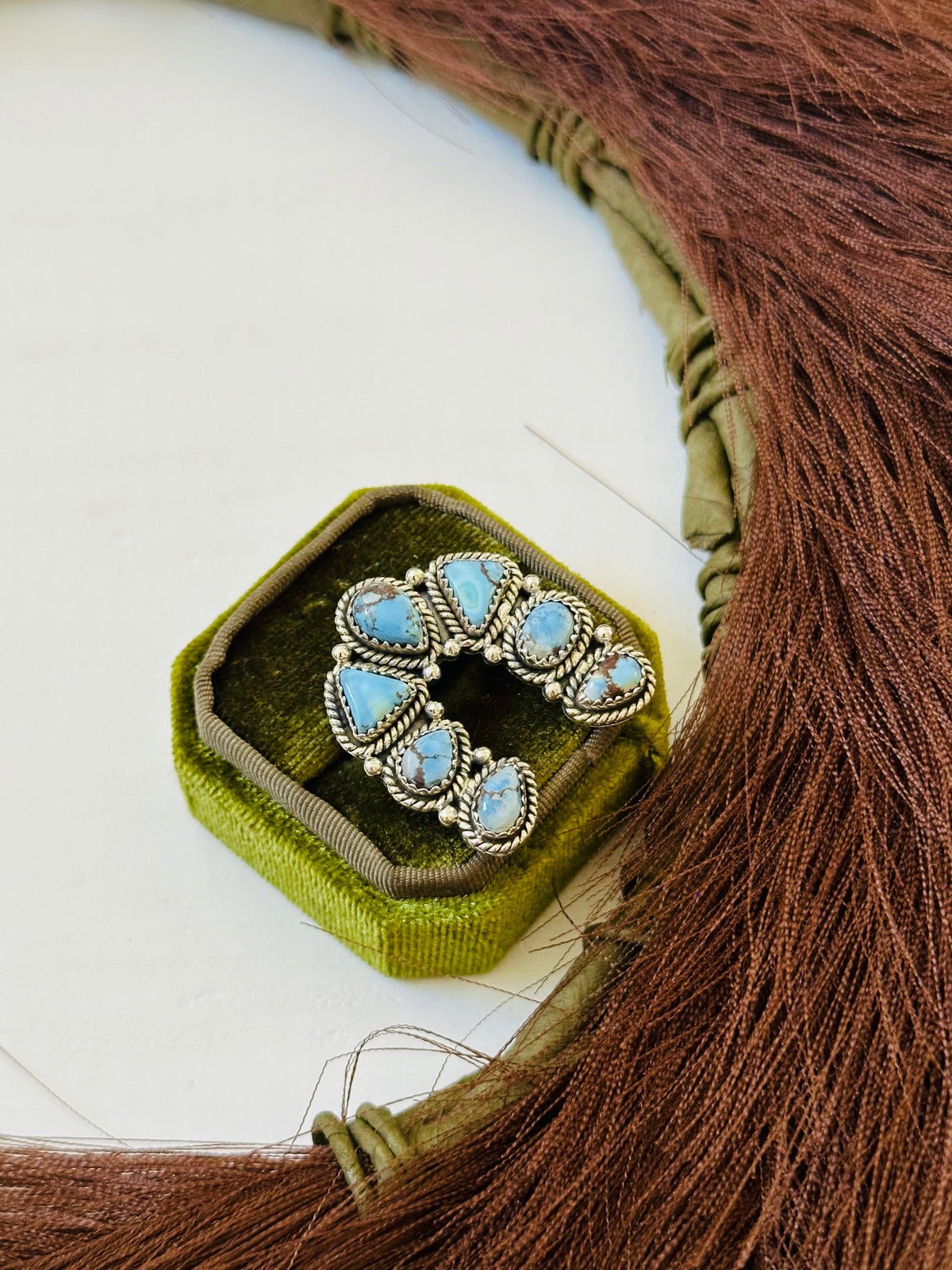 Naja Rind TTD “Prosperous” Golden Hills Turquoise & Sterling Silver Adjustable C