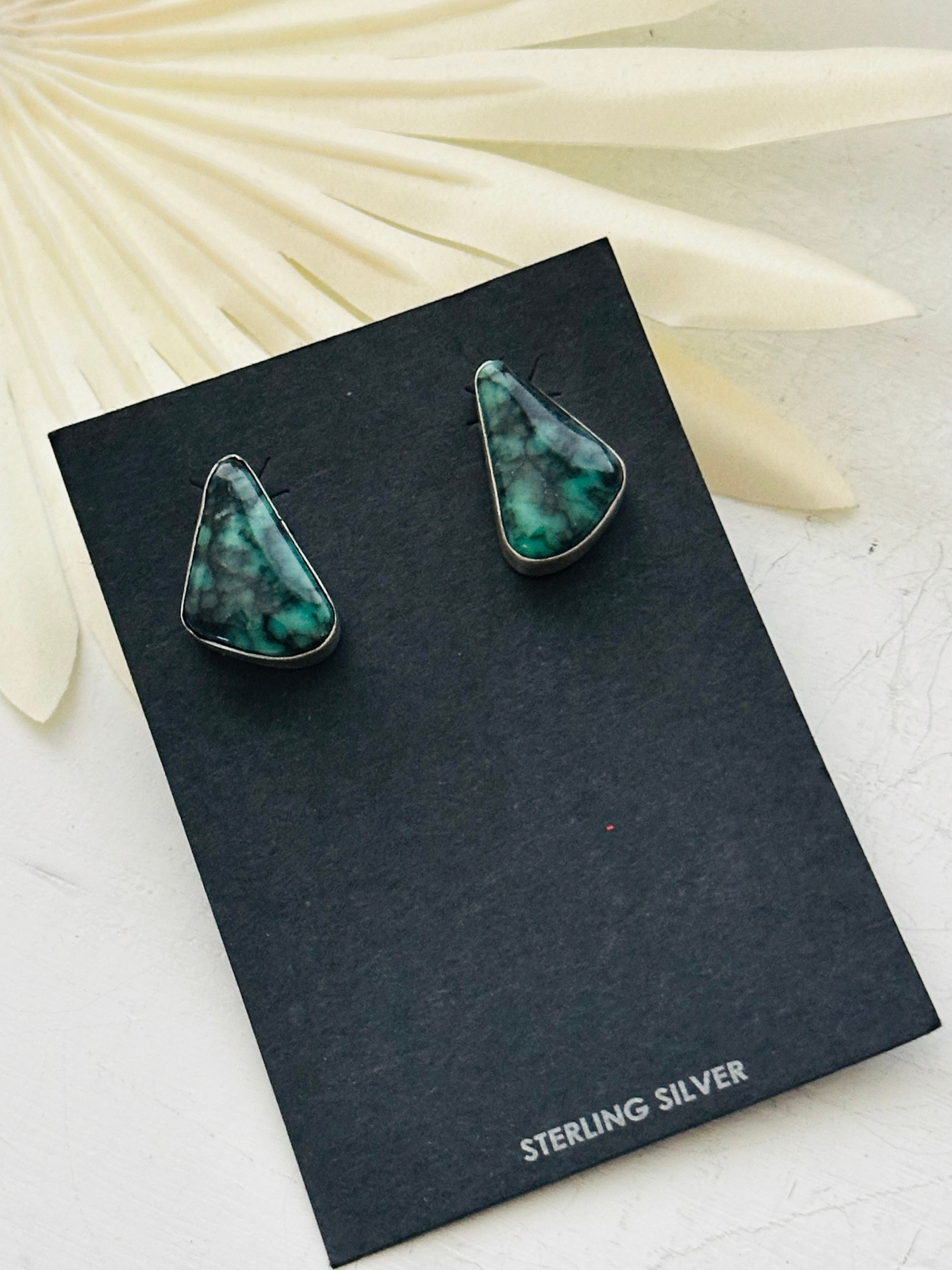 Alfred Martinez New Lander Turquoise & Sterling Silver Post Earrings