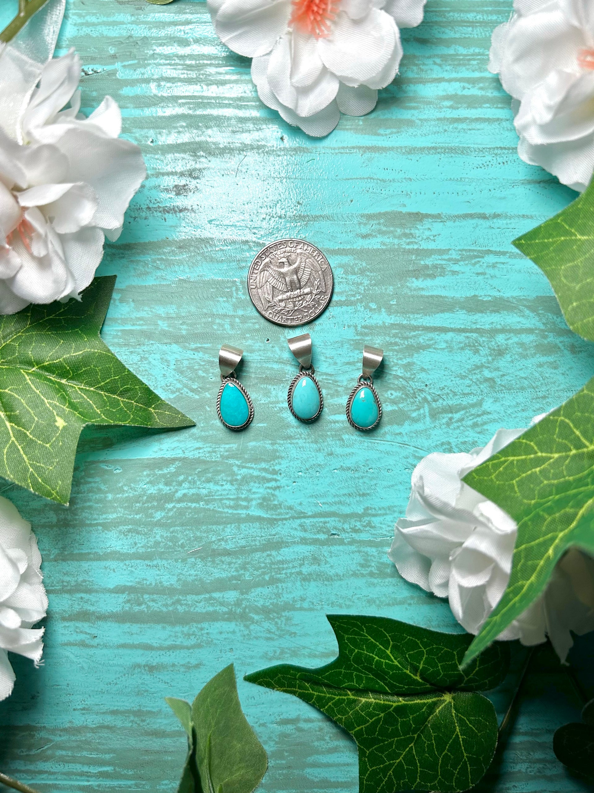 Navajo Made Kingman Turquoise & Sterling Silver Pendant