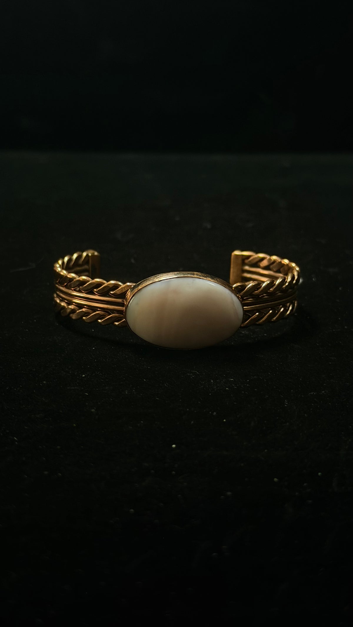 Navajo Made Pink Peruvian Opal & Copper Cuff Bracelet