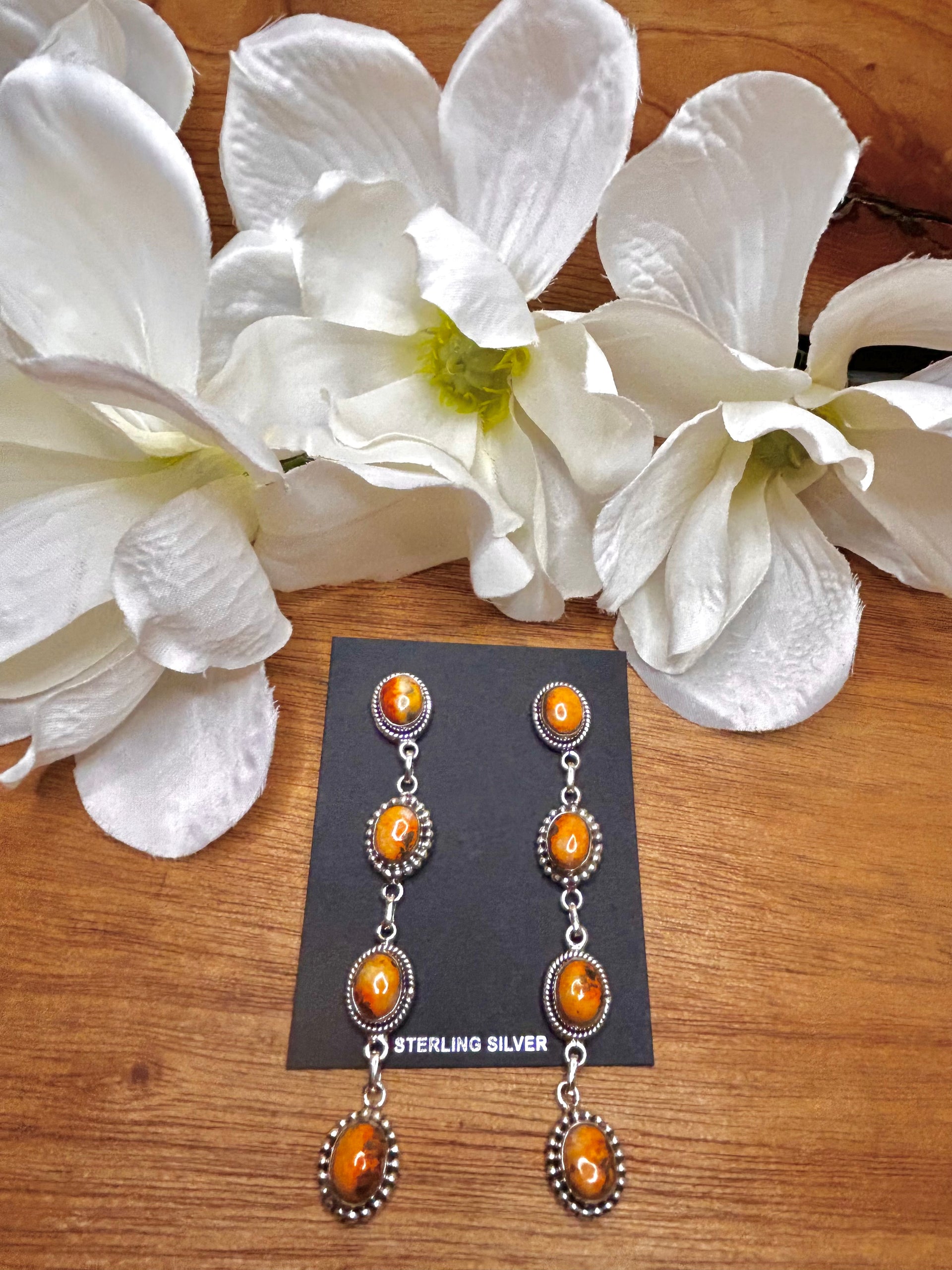 Southwest Made Bb Agate & Sterling Silver Post Dangle Earrings