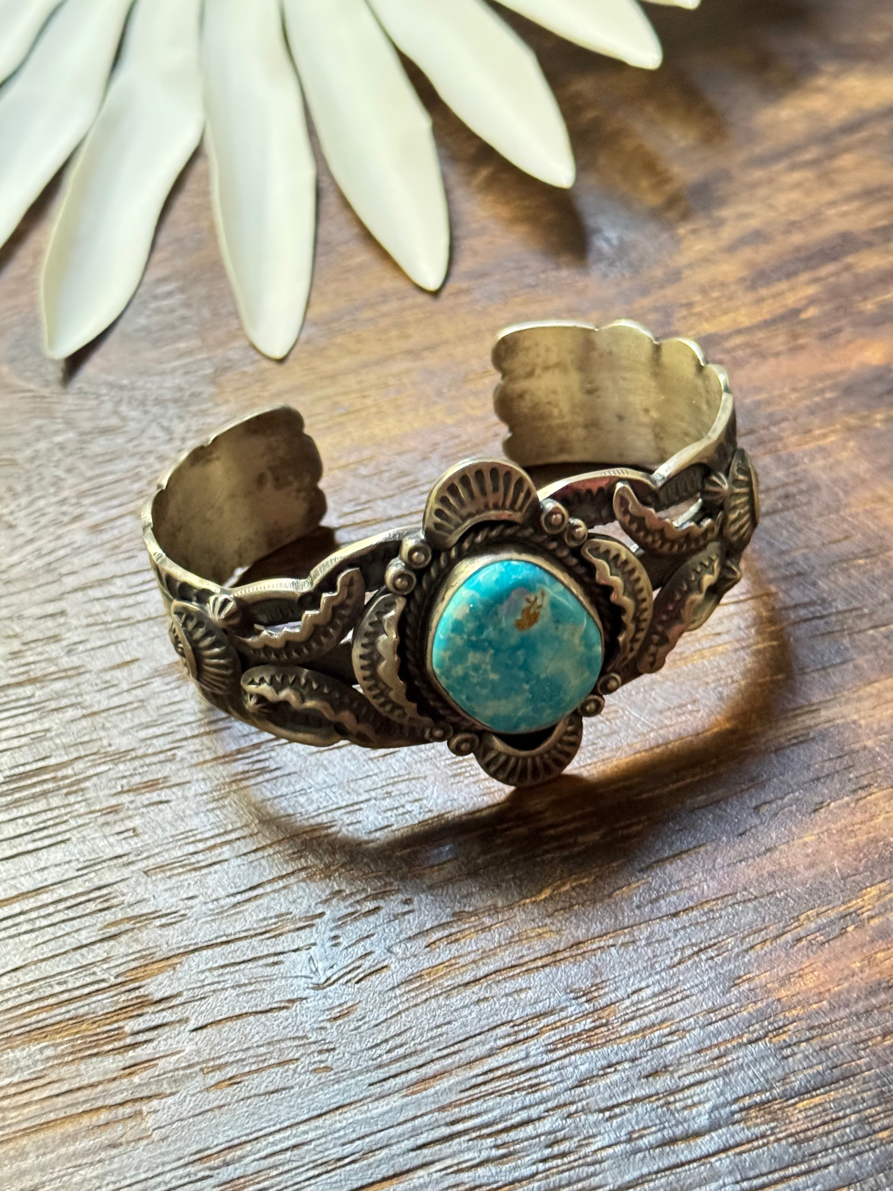 Gilbert Tom Valley Blue Turquoise & Sterling Silver Cuff Bracelet