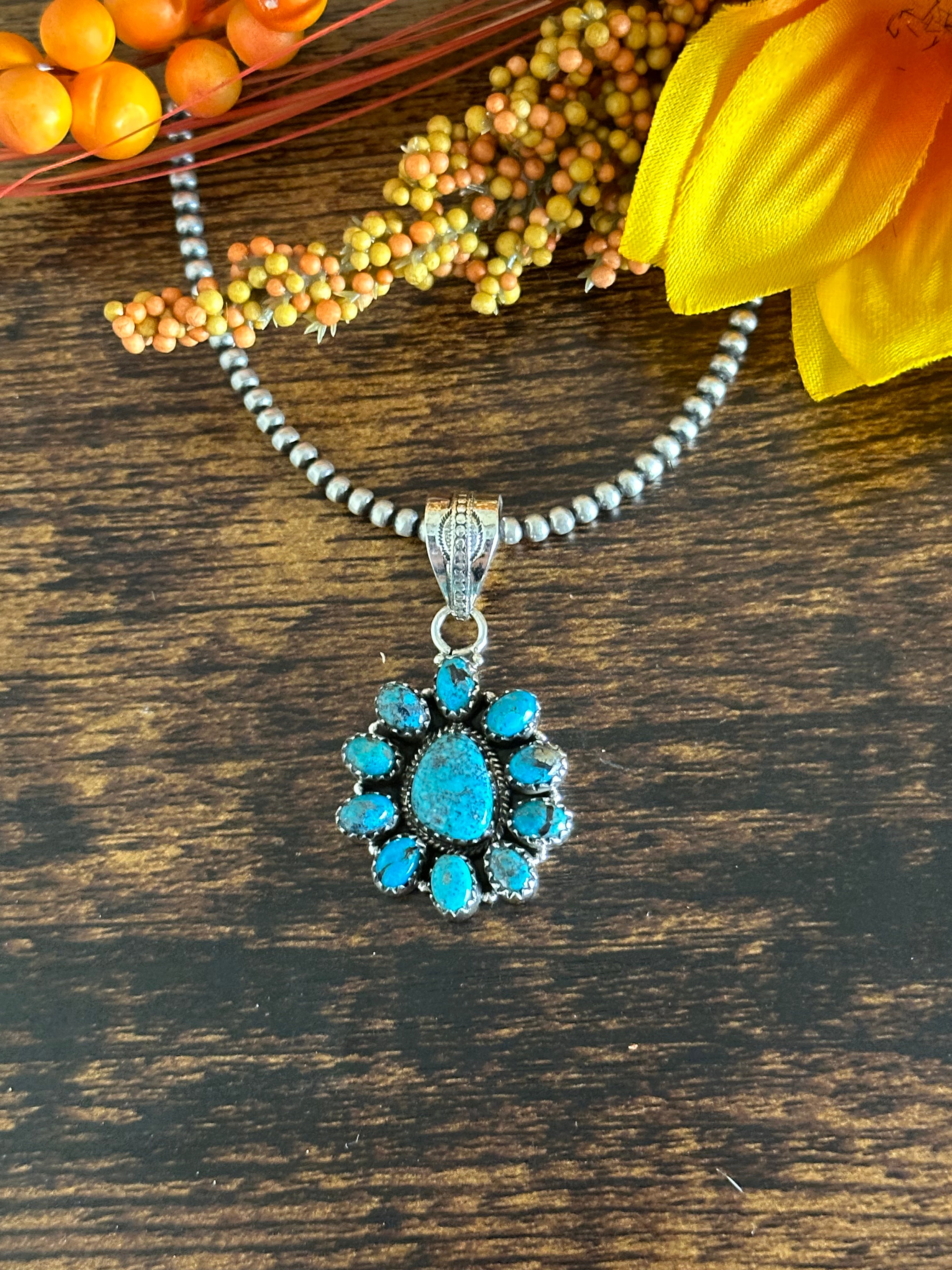 Southwest Handmade Kingman Turquoise & Sterling Silver Pendant