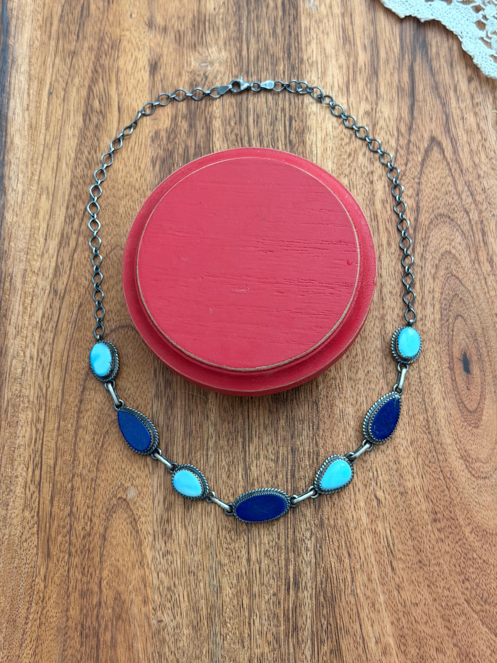 Peggy Skeets Multi Stone & Sterling Silver Necklace