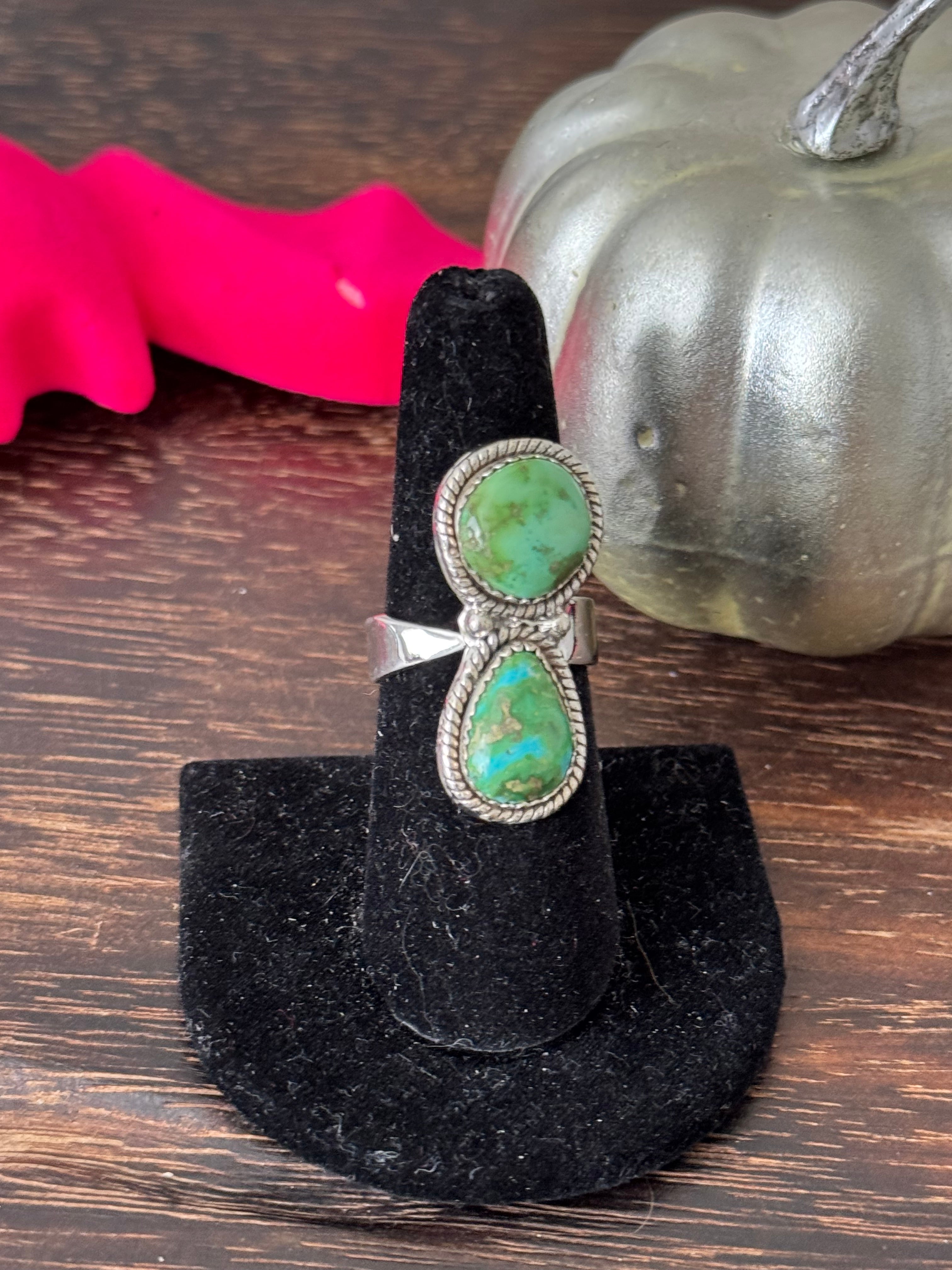 Southwest Handmade Sonoran Mountain Turquoise & Sterling Silver Adjustable Ring