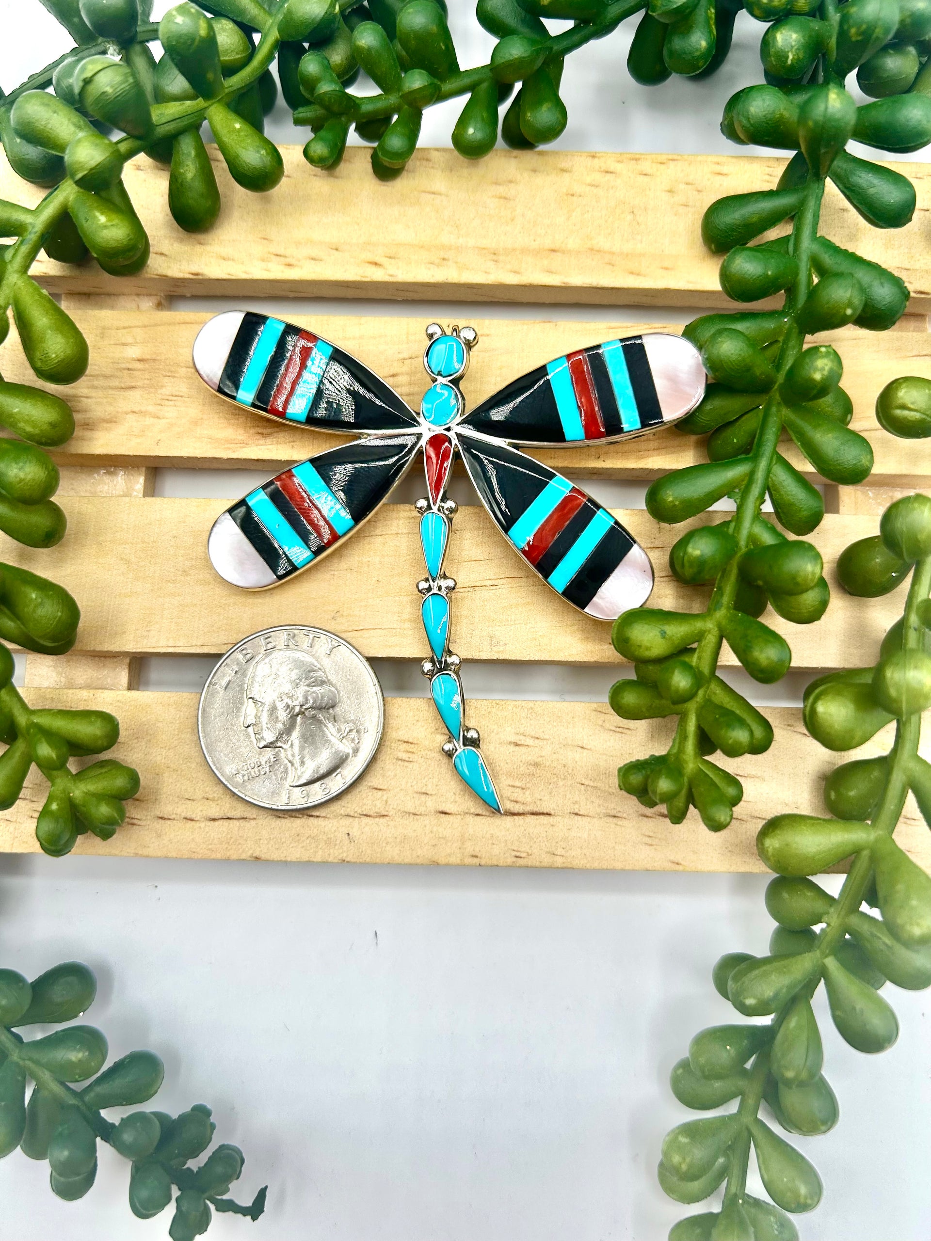 Zuni Multi Stone & Sterling Silver Pendant/Pin